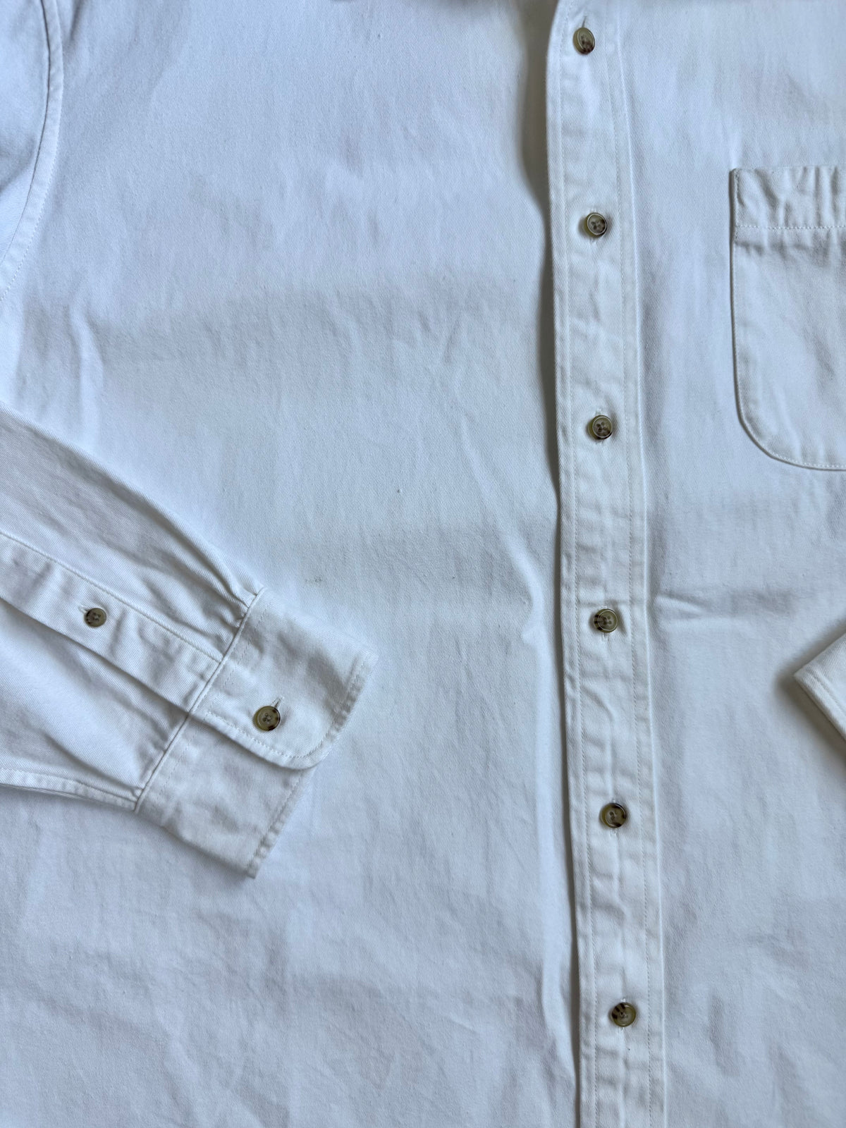 Vintage 1990s J.Crew White Selvedge Twill Heavyweight Cotton Shirt | XXL