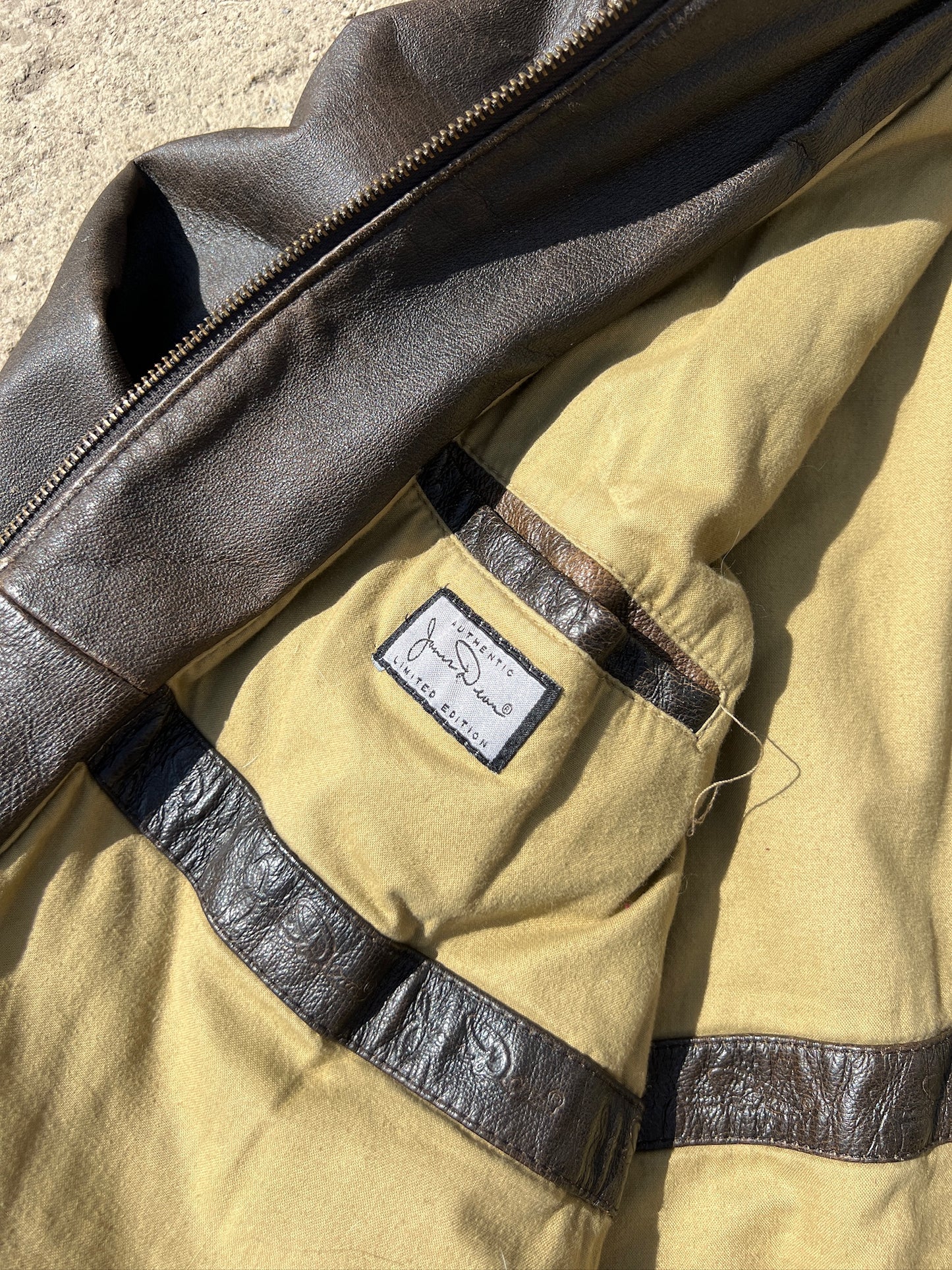 Vintage 1990s James Dean Brown Leather Bomber Jacket | XL