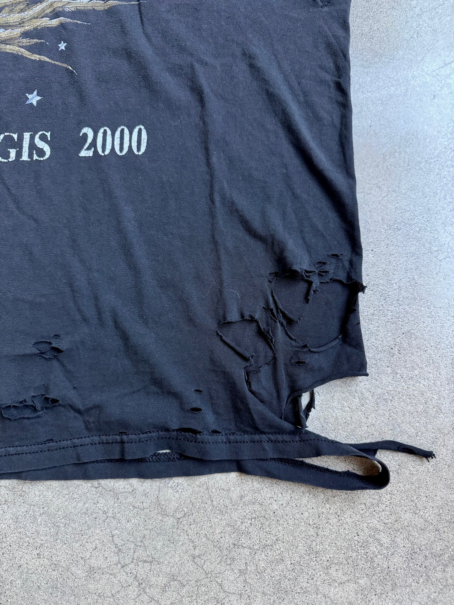2000s Sturgis Black Hills Rally Distressed Thrashed Graphic Tee | Large