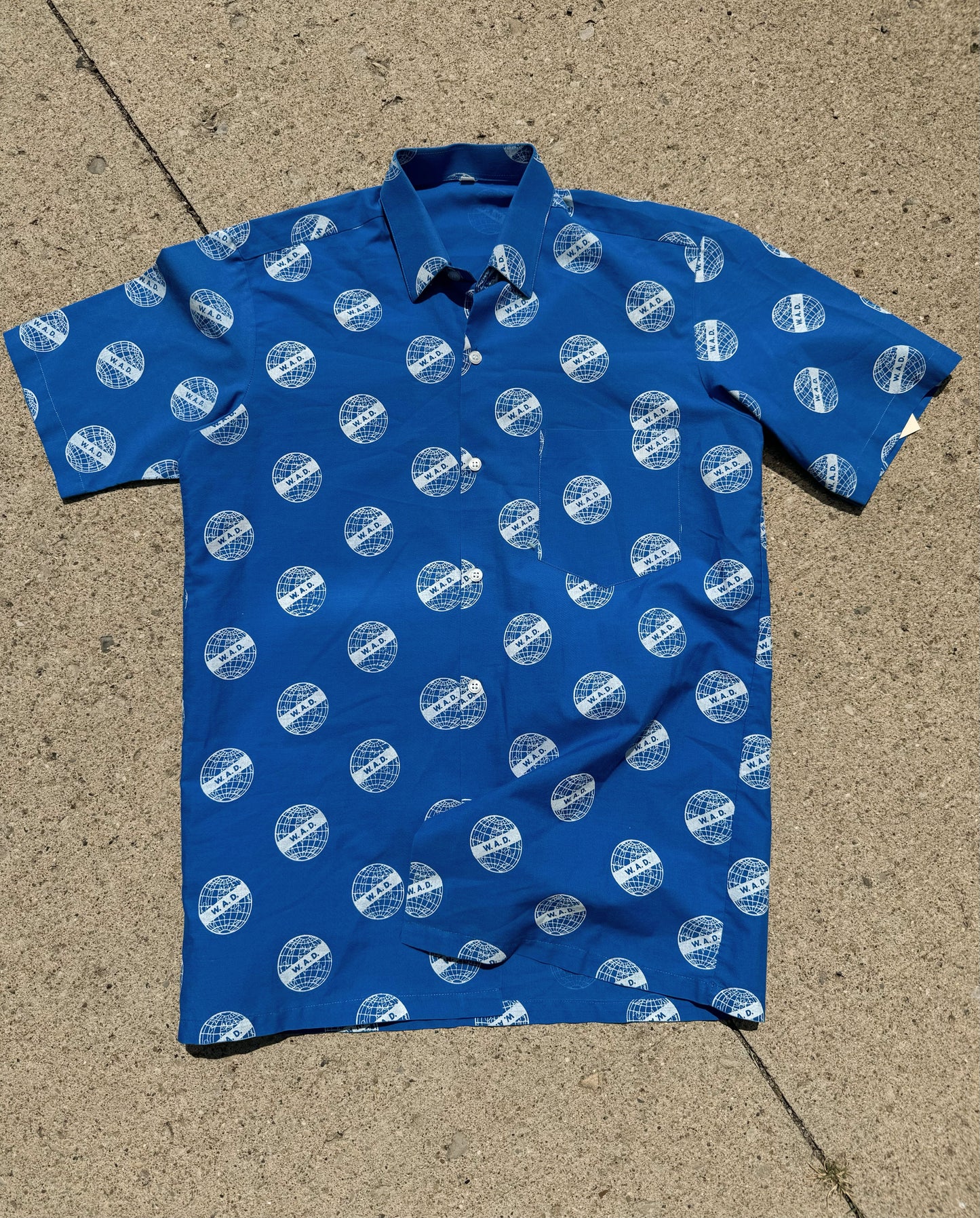 Vintage World Association of Detectives Blue Logo Printed Shirt | Medium