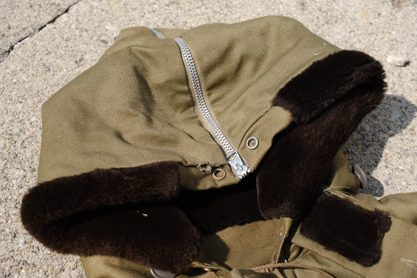 Vintage 40's/50's Distressed Military Parka | Large