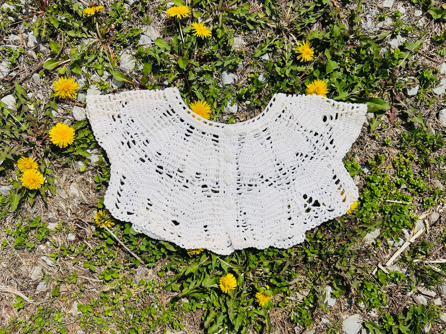 Victorian Style Crochet Collar - Large w/ Buttons