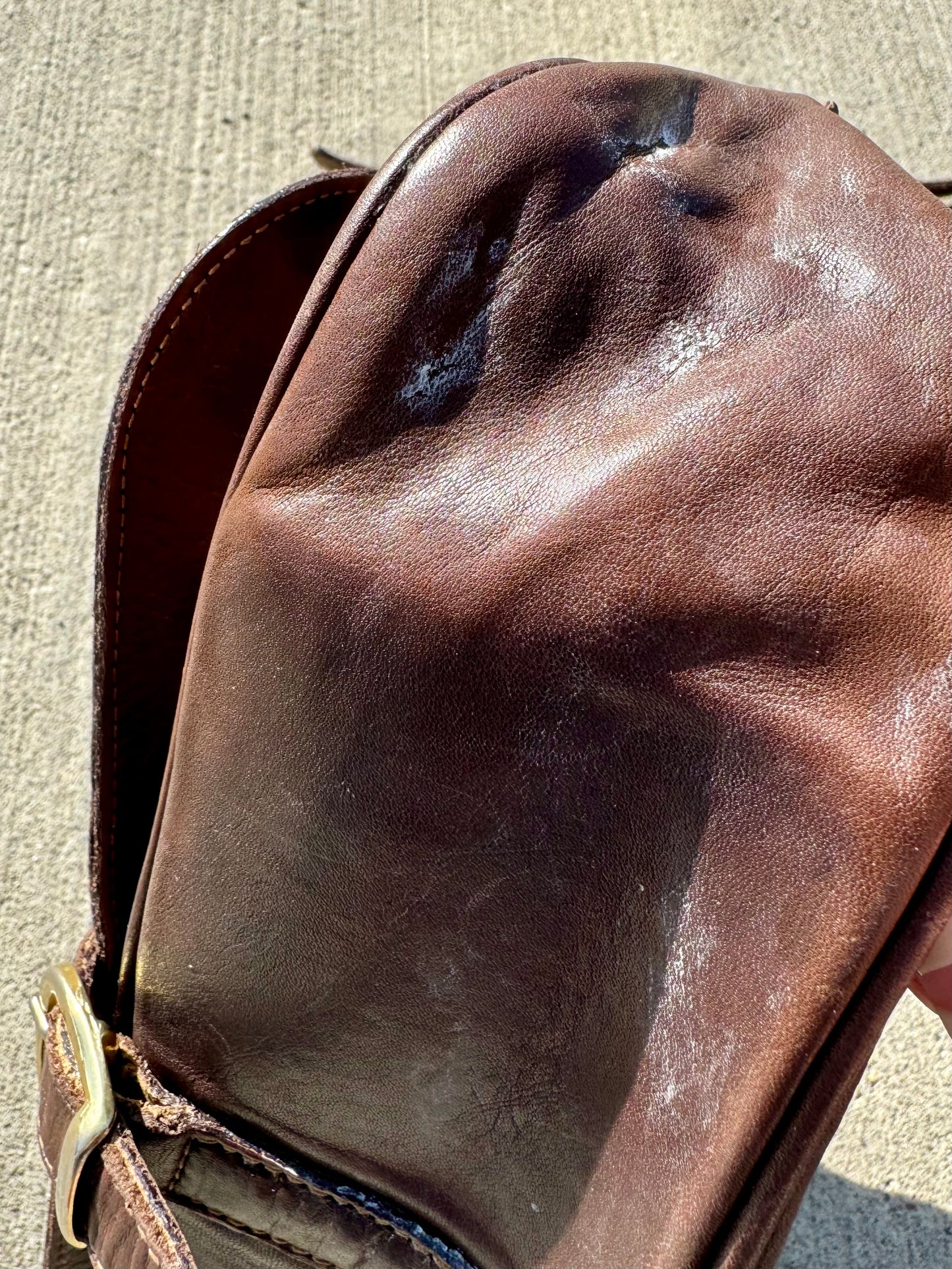 Vintage Tanner Italian Leather Brown Crossbody Purse