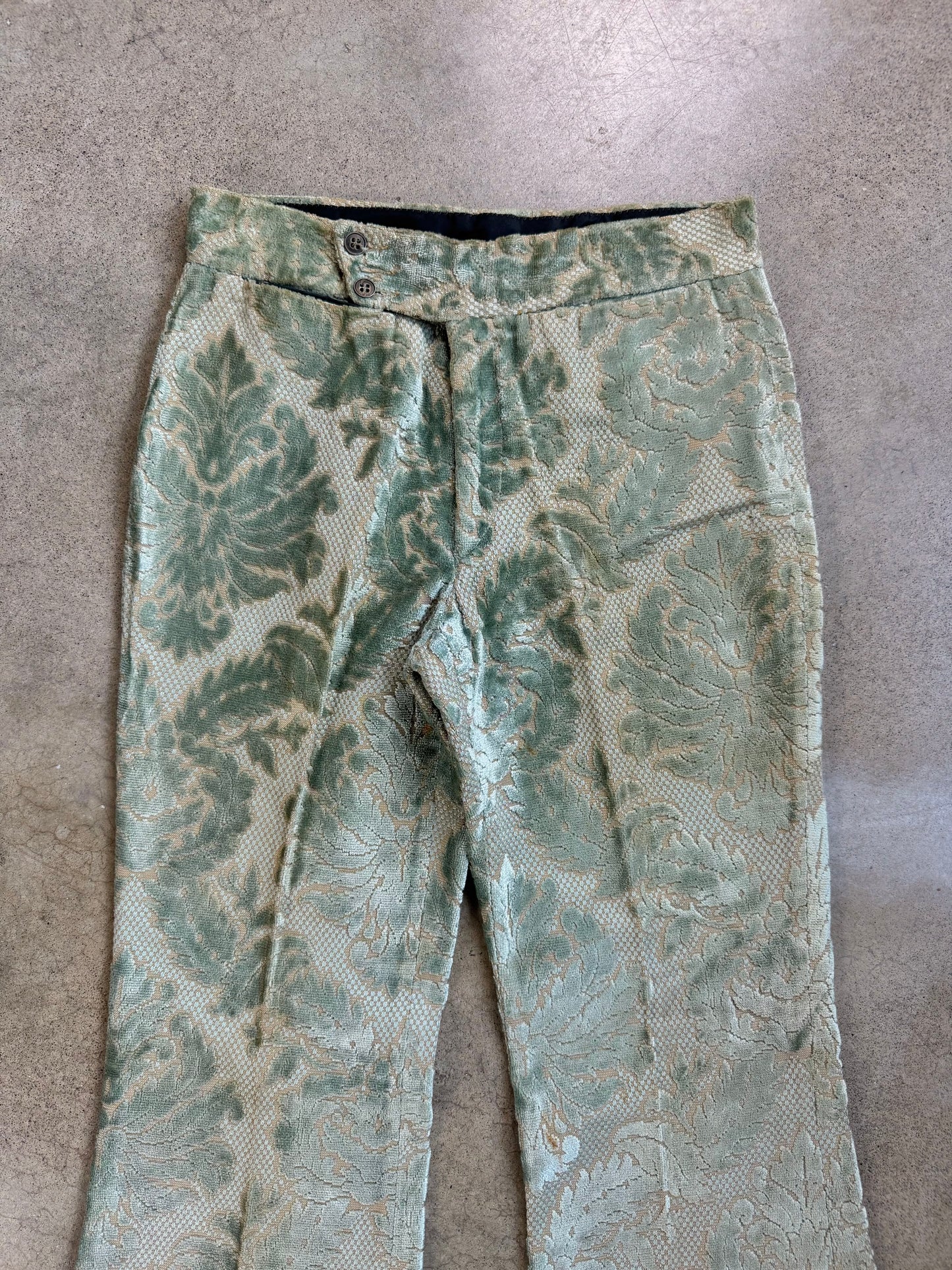 Vintage 1960s Lee Cooper Floral Tapestry Flare Trousers | Waist 28”