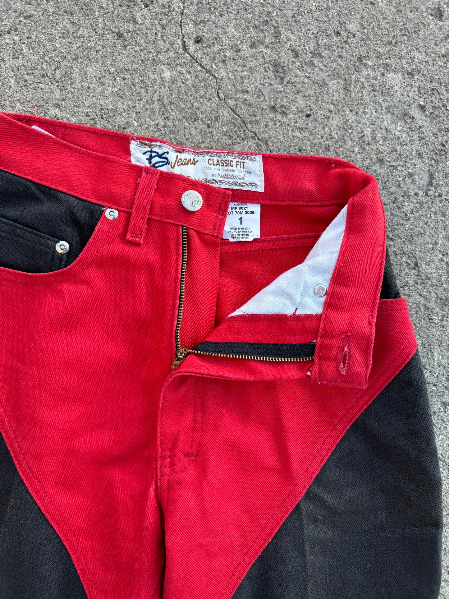 Vintage Panhandle Slim Red & Black High-Waisted Jeans | XS