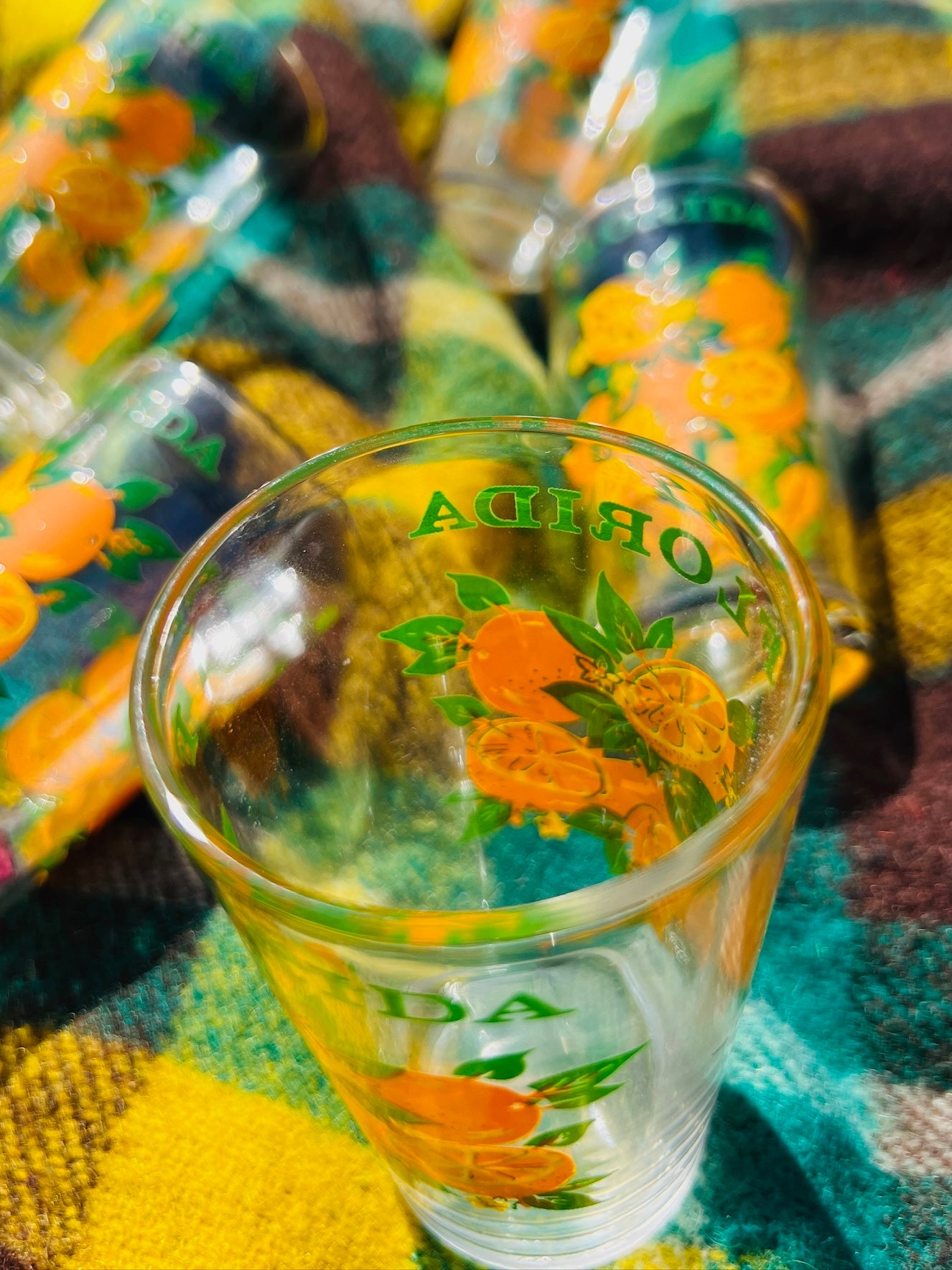 Vintage 1970s Florida Orange Juice Glasses | Set of 6