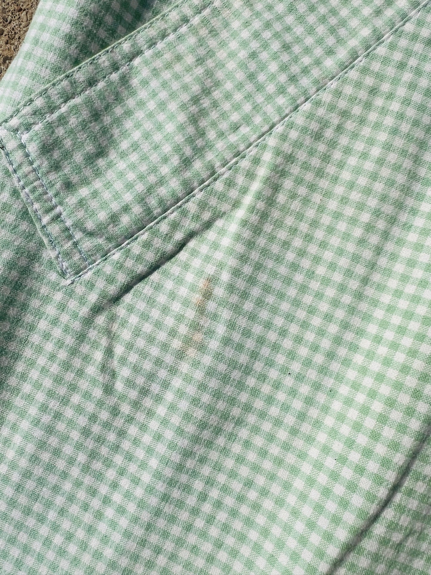 Vintage 1980s Panache Green Gingham Cotton Trench Coat | Small