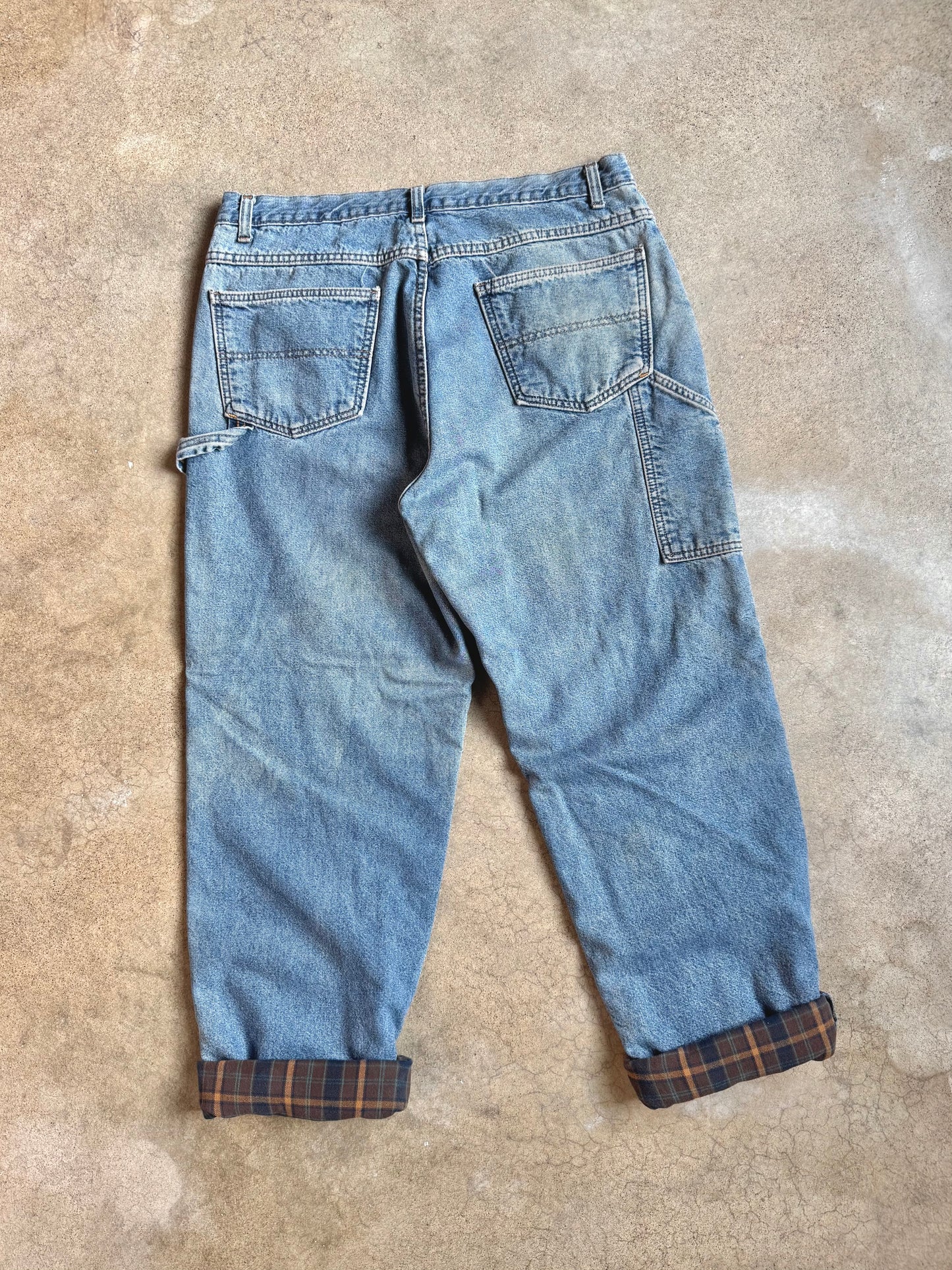 Vintage 1990s Flannel Lined Faded Carpenter Jeans | Waist 36”