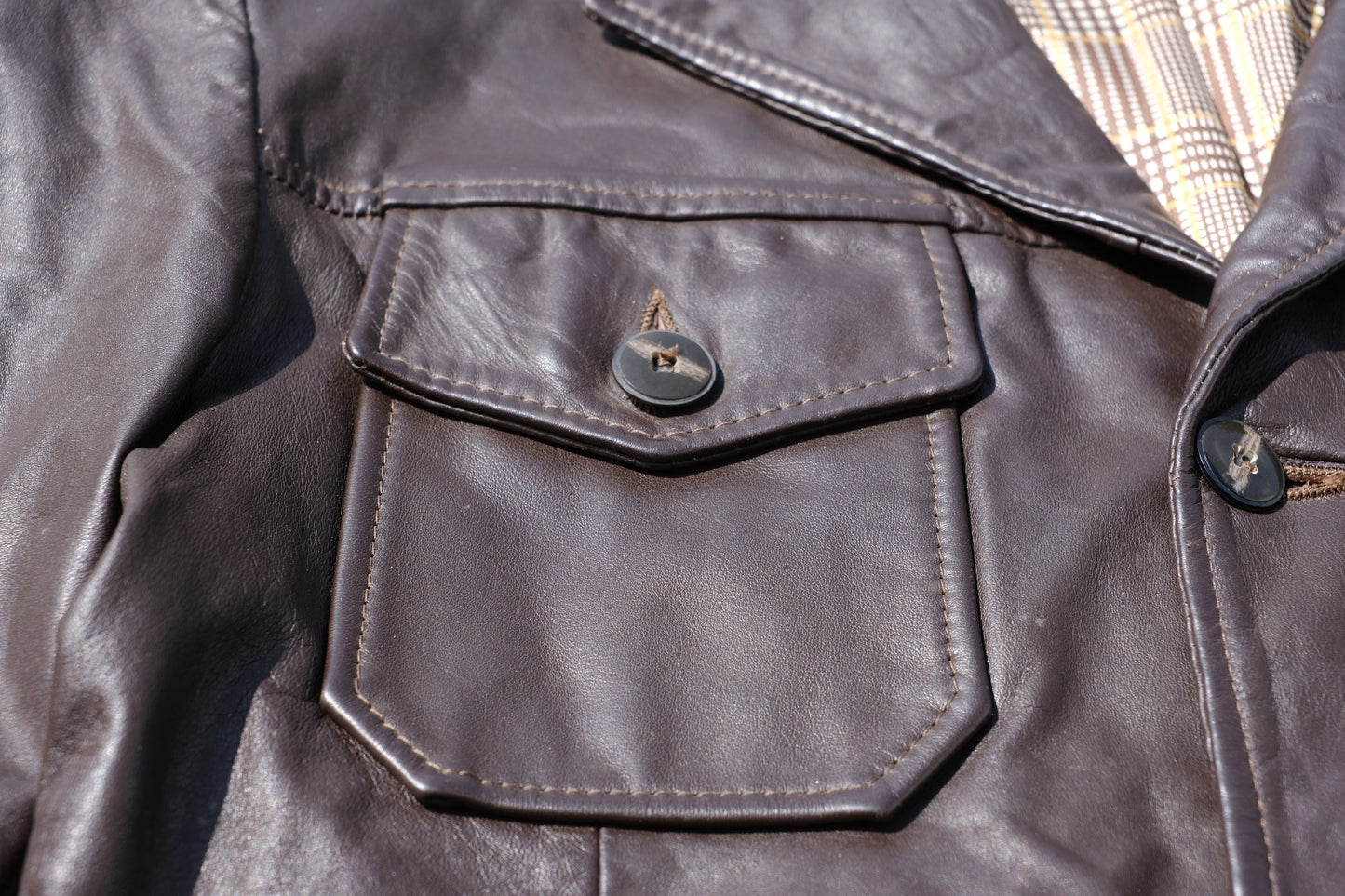 Vintage 1970s Buckboard Brown Leather Jacket | M/L