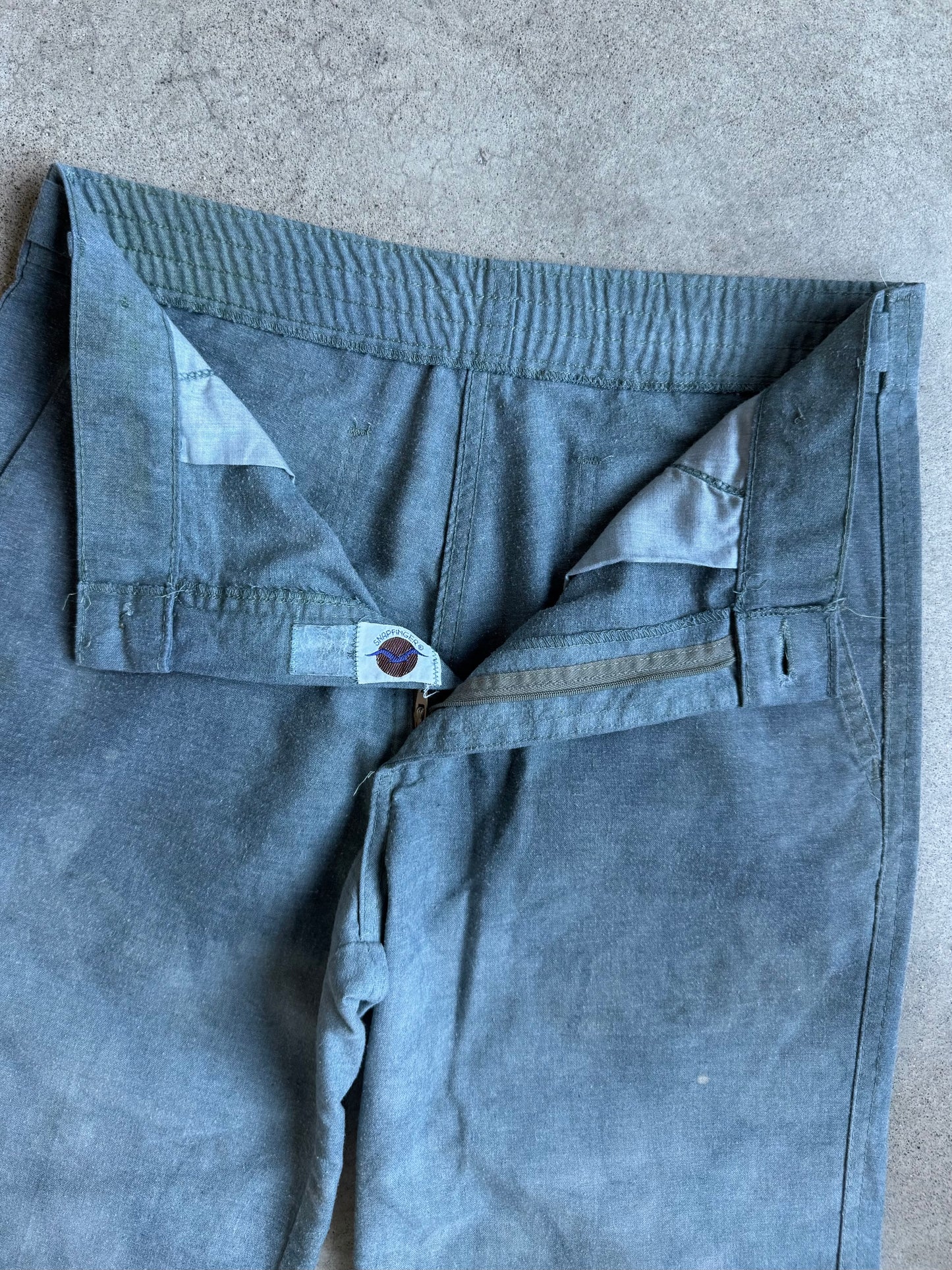Vintage 1960s Snapfinger Distressed Wide-Leg Cropped Pants | Waist 30”