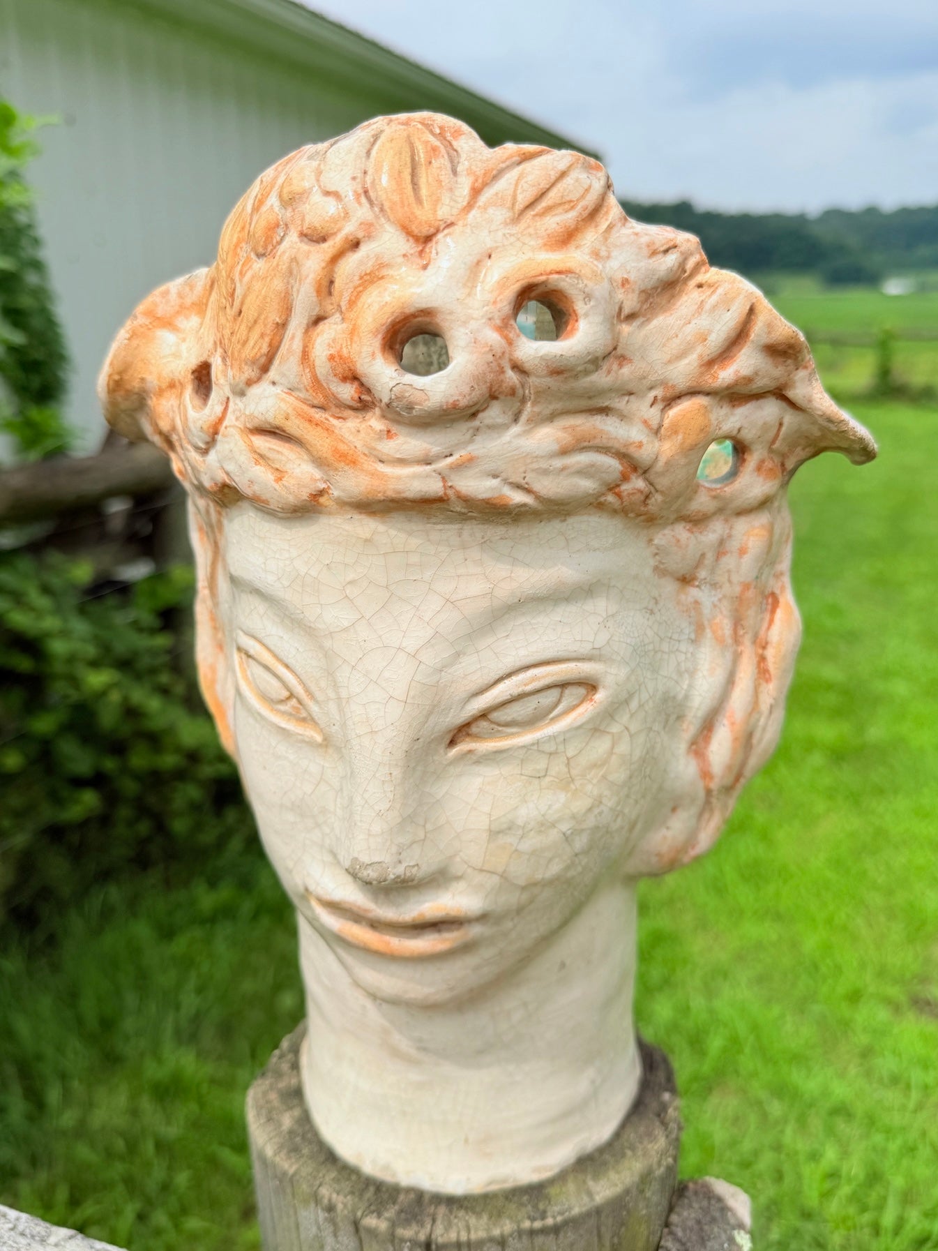 Edith Varian Cockcroft Ceramic Head Sculpture "Two Face" Vase