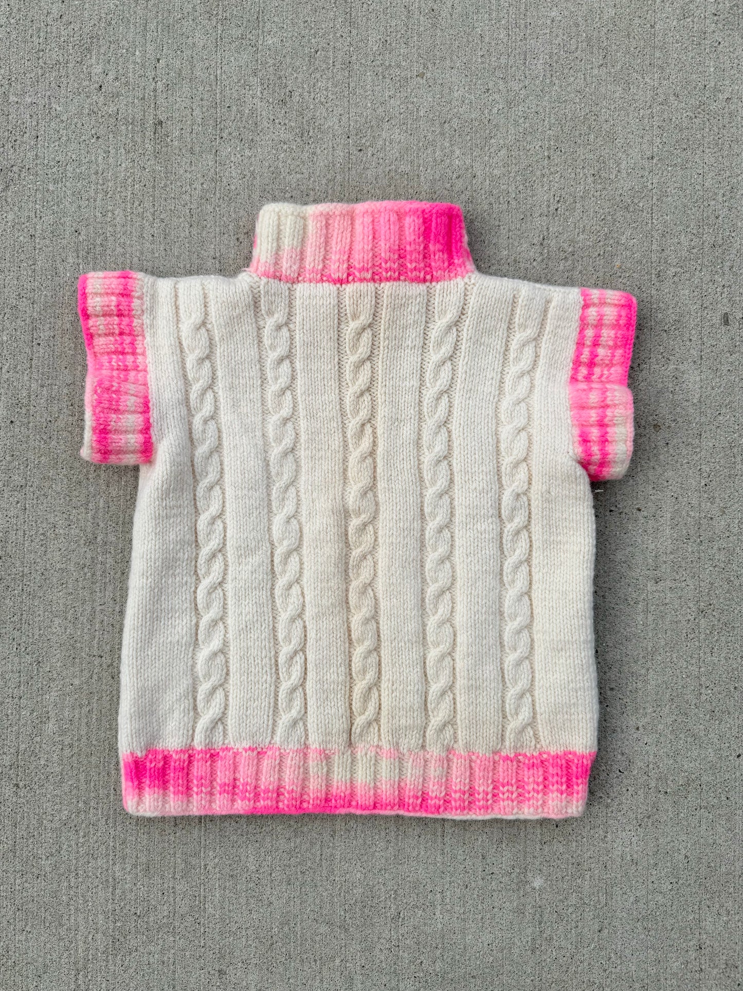 Vintage Handmade Pink & Cream Cable Knit Sweater Vest | XS