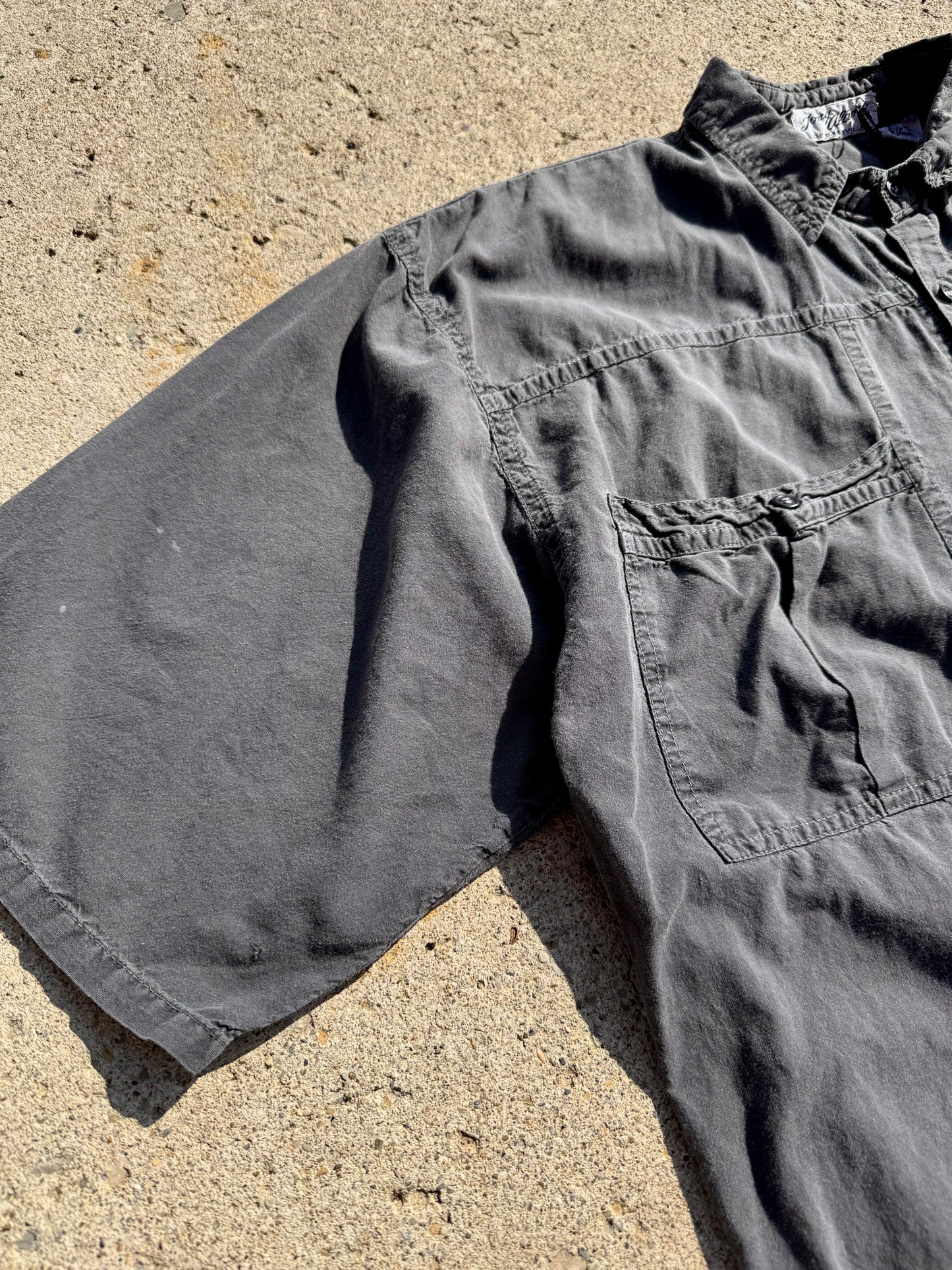 Vintage Tony Alamo of Nashville Grey Cotton Short Sleeve Utility Shirt | Large