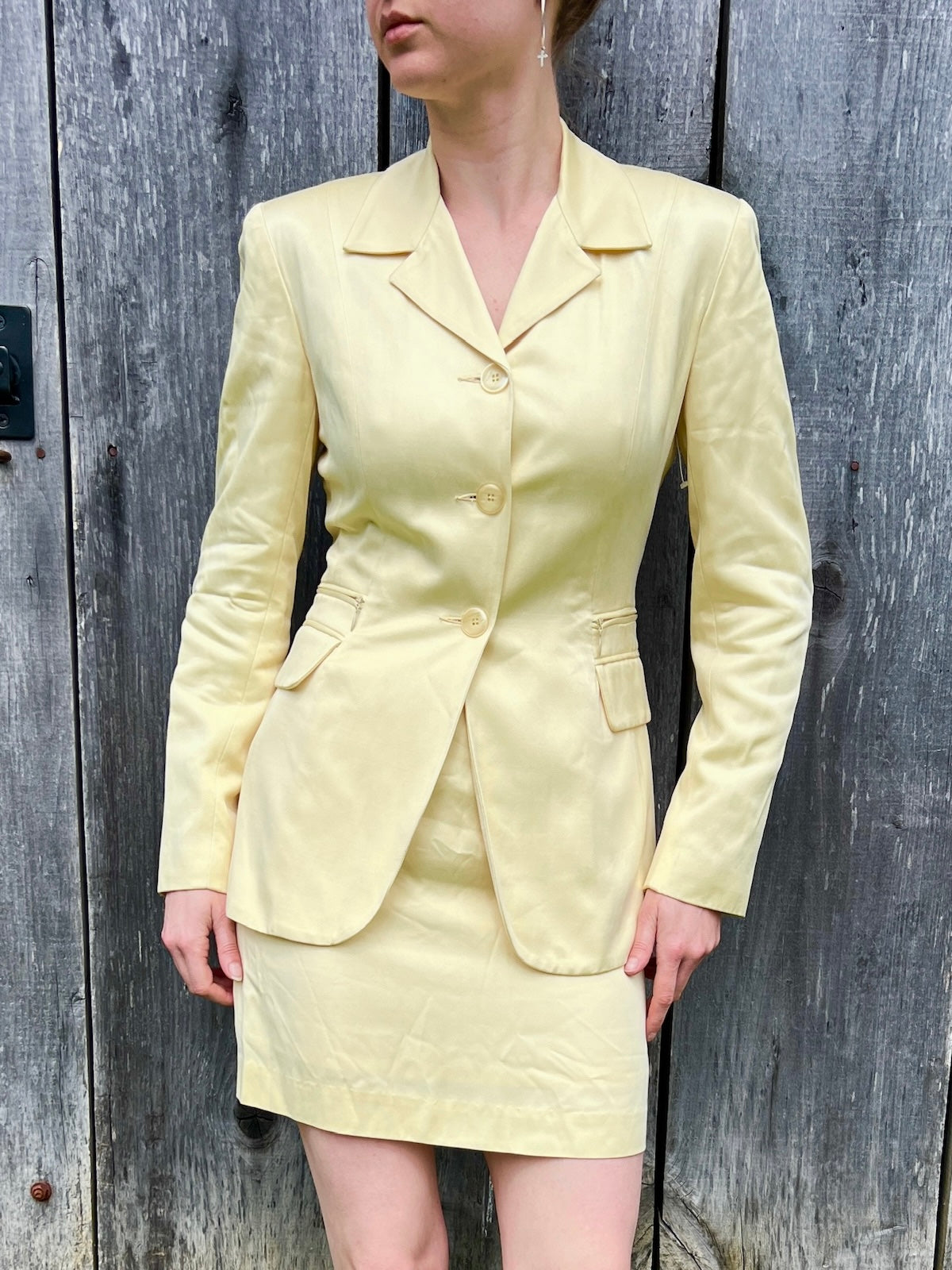 Vintage 1980s Barami Couture Yellow Two Piece Suit | XS/S