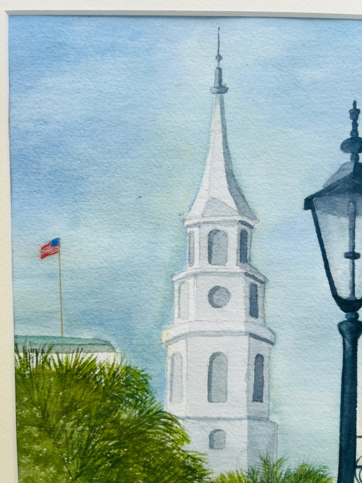 Vintage 1970s Framed Charleston Street Scene Watercolor