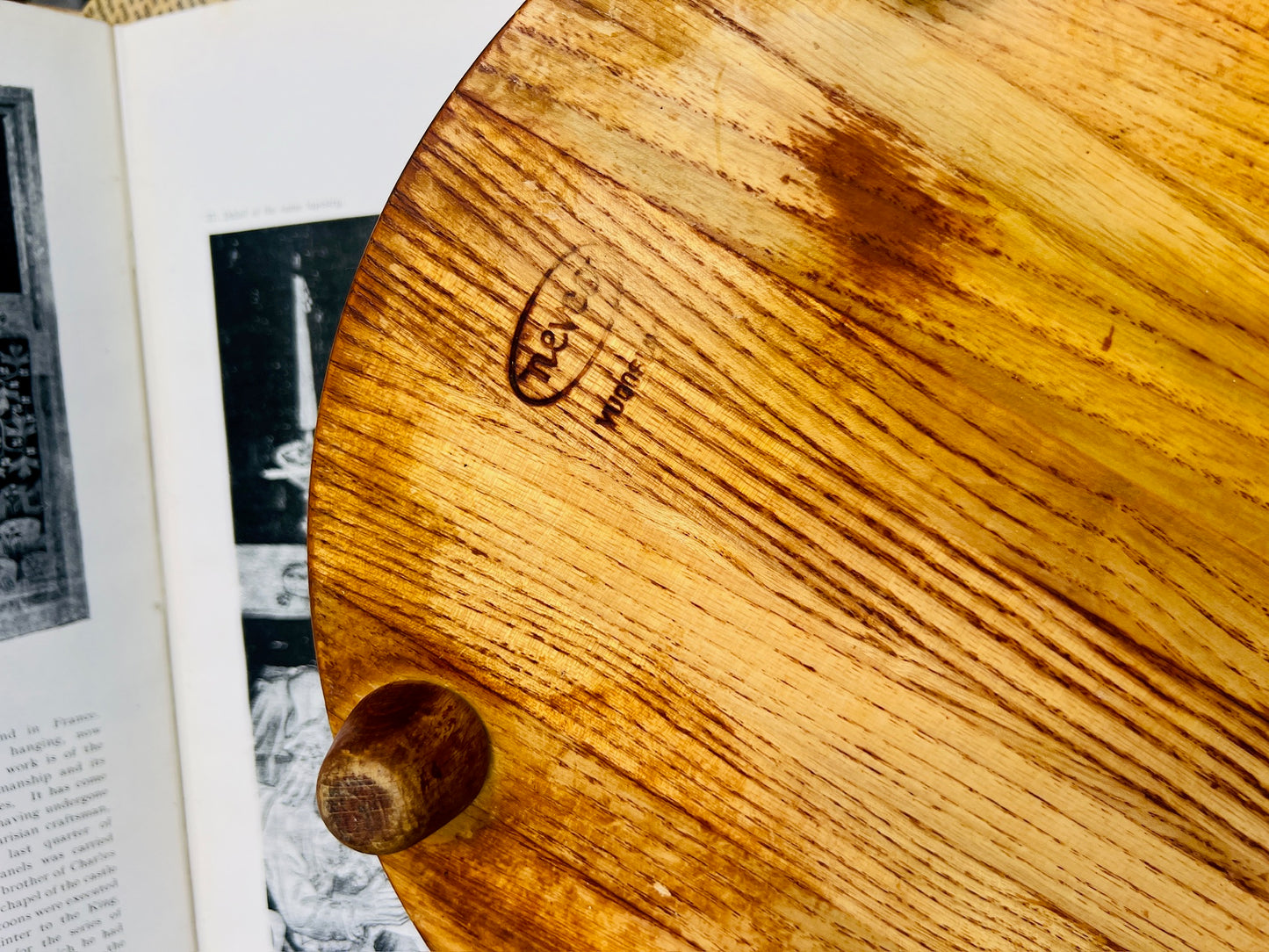 Vintage 1950s Nevco Round Wooden Cutting Board