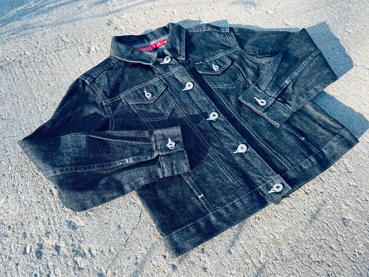Y2K Guess Jeans Black Denim Jacket | XS