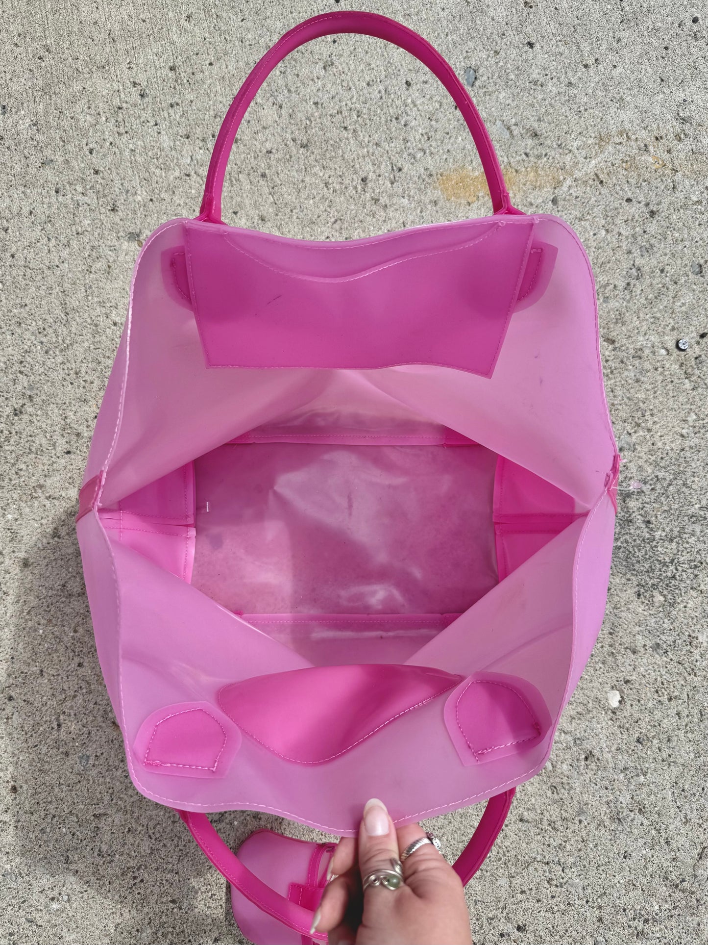 2007 Victoria’s Secret Hot Pink Rubber Tote Beach Bag
