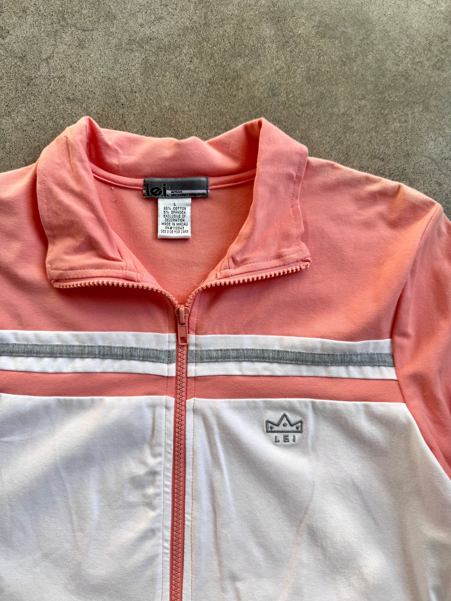 2000s L.E.I. Two-Tone Cropped Zip-Up Athletic Jacket | Large