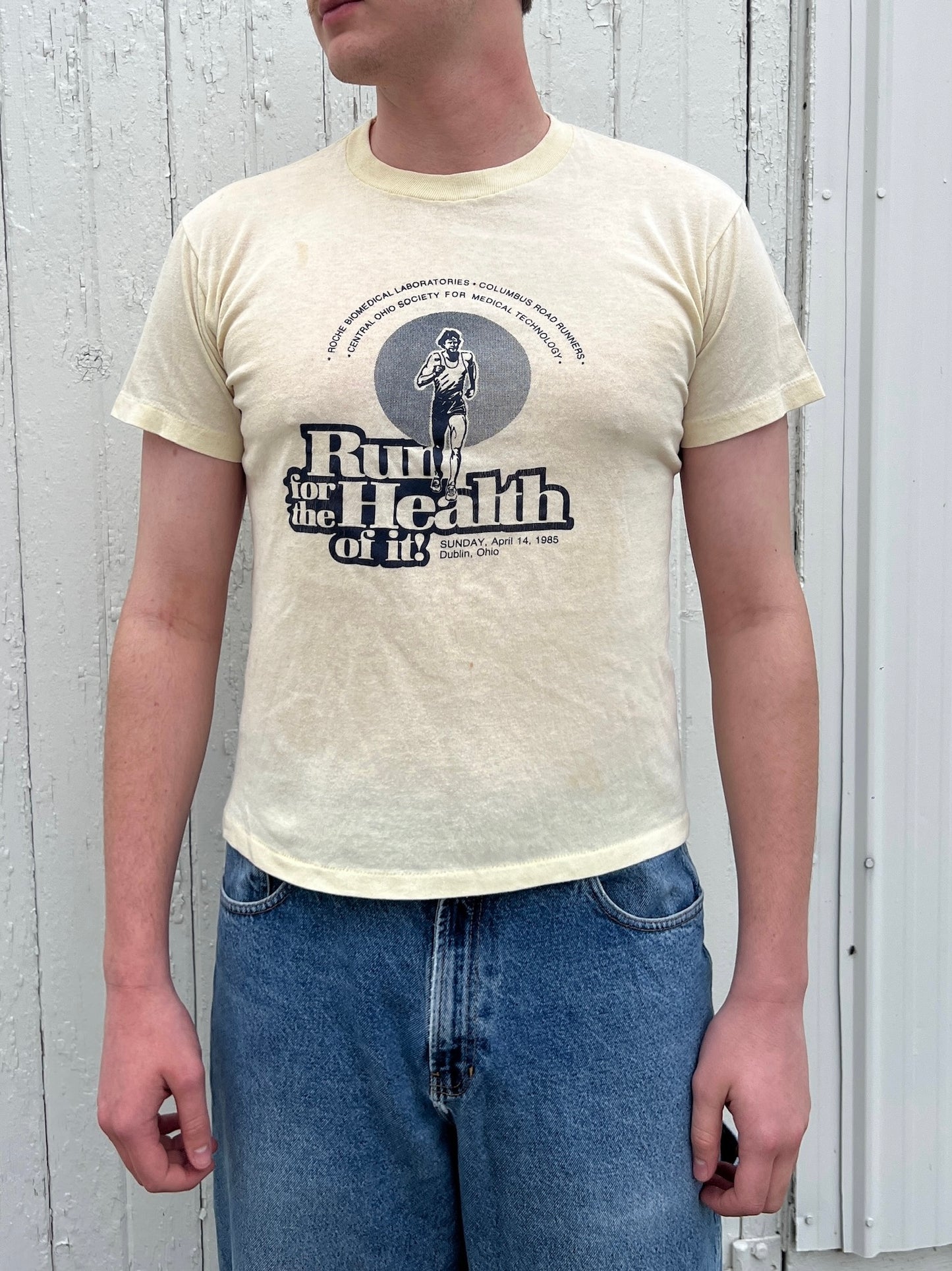 Vintage 1980s Run for Health Graphic Tee | Large