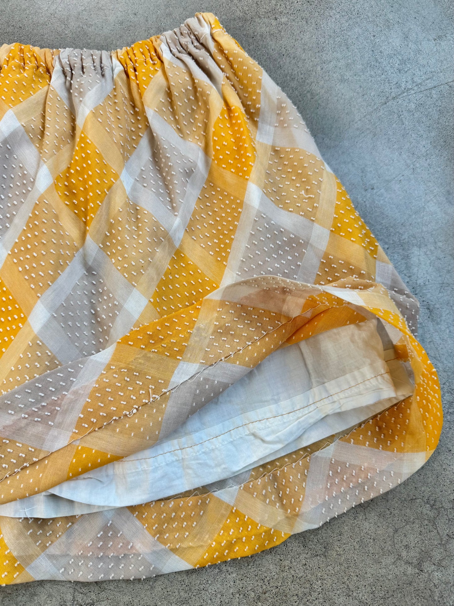 Vintage 1960s Orange & White Diamond Plaid Mini Circle Skirt | M/L