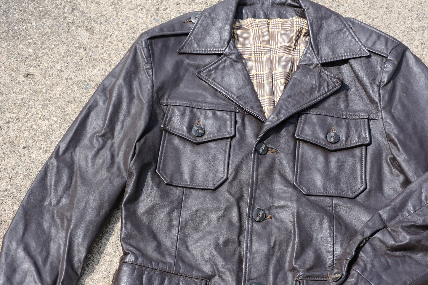 Vintage 1970s Buckboard Brown Leather Jacket | M/L