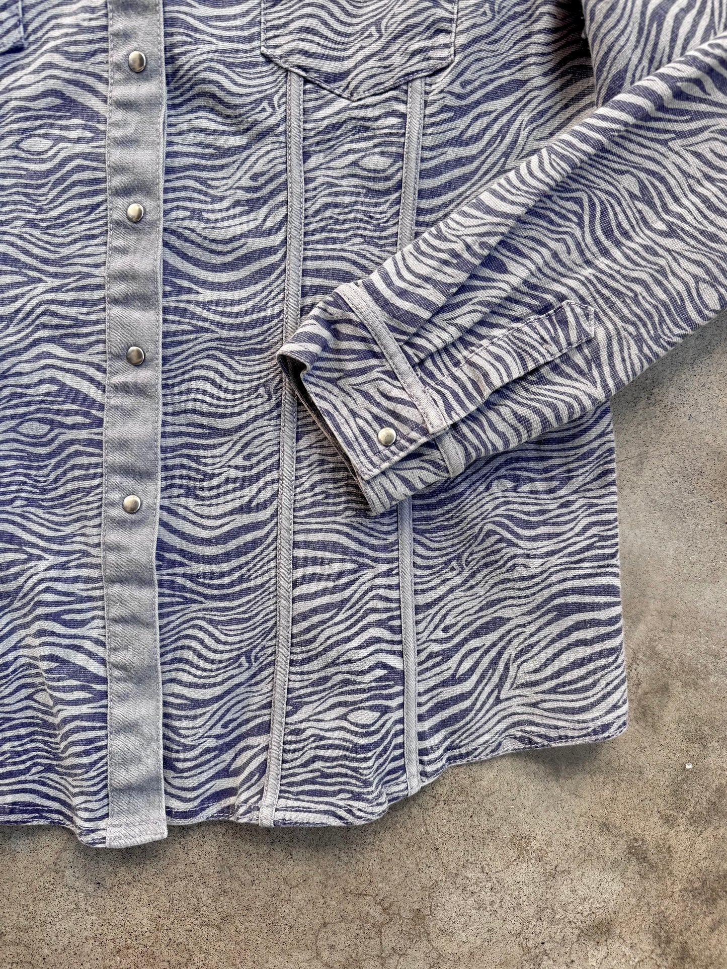 2000s Diane Gilman DG2 Zebra Print Denim Shirt Jacket | XL