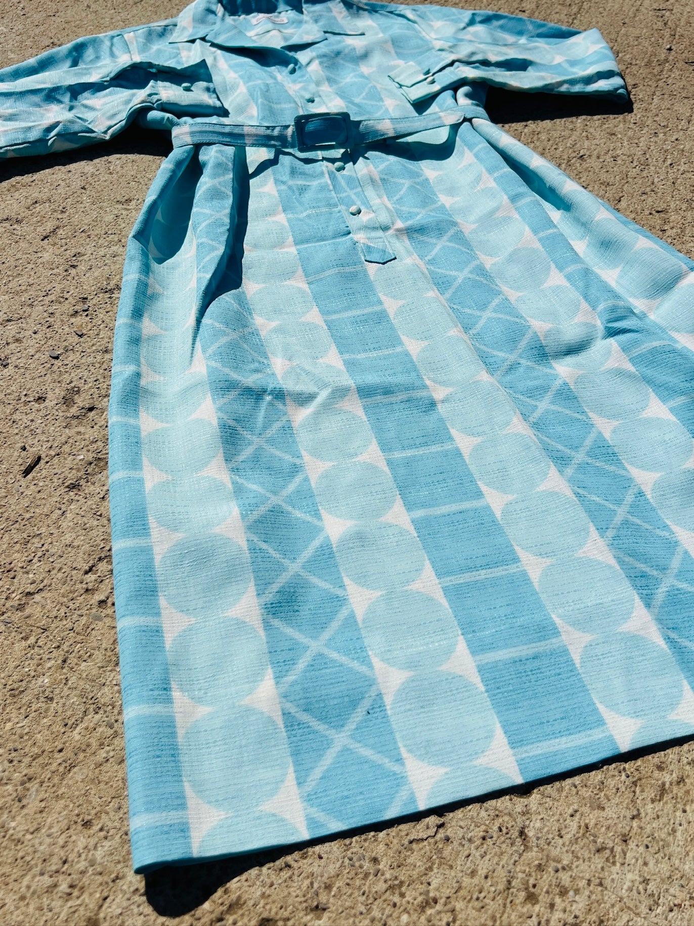 Vintage 1960s Lady Bayard Blue Belted Shirt Dress | Medium