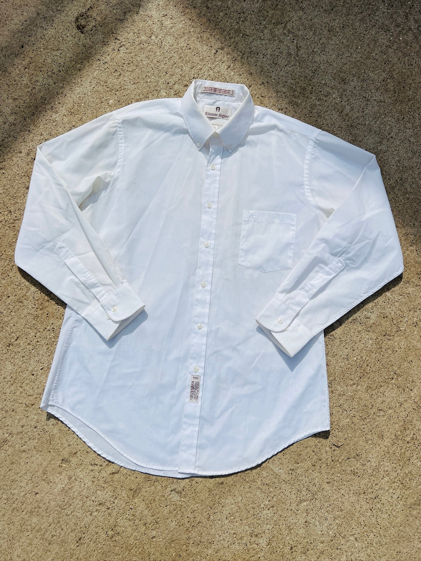 Vintage Etienne Aigner White Dress Shirt | Large