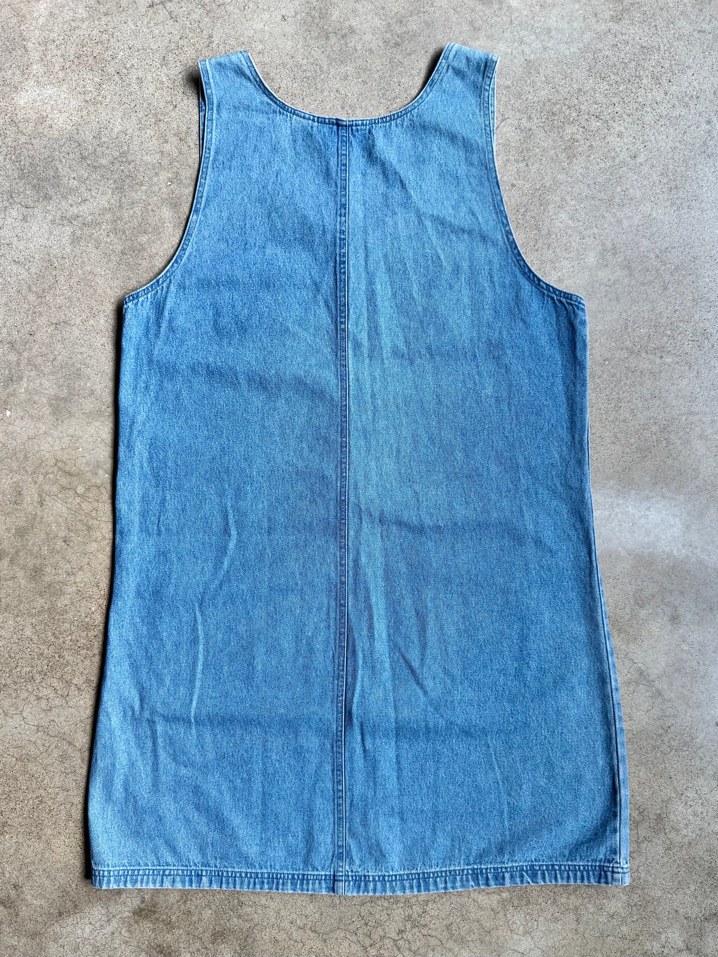 Vintage 1990s Premier International Zip-Up Sleeveless Denim Dress | Medium