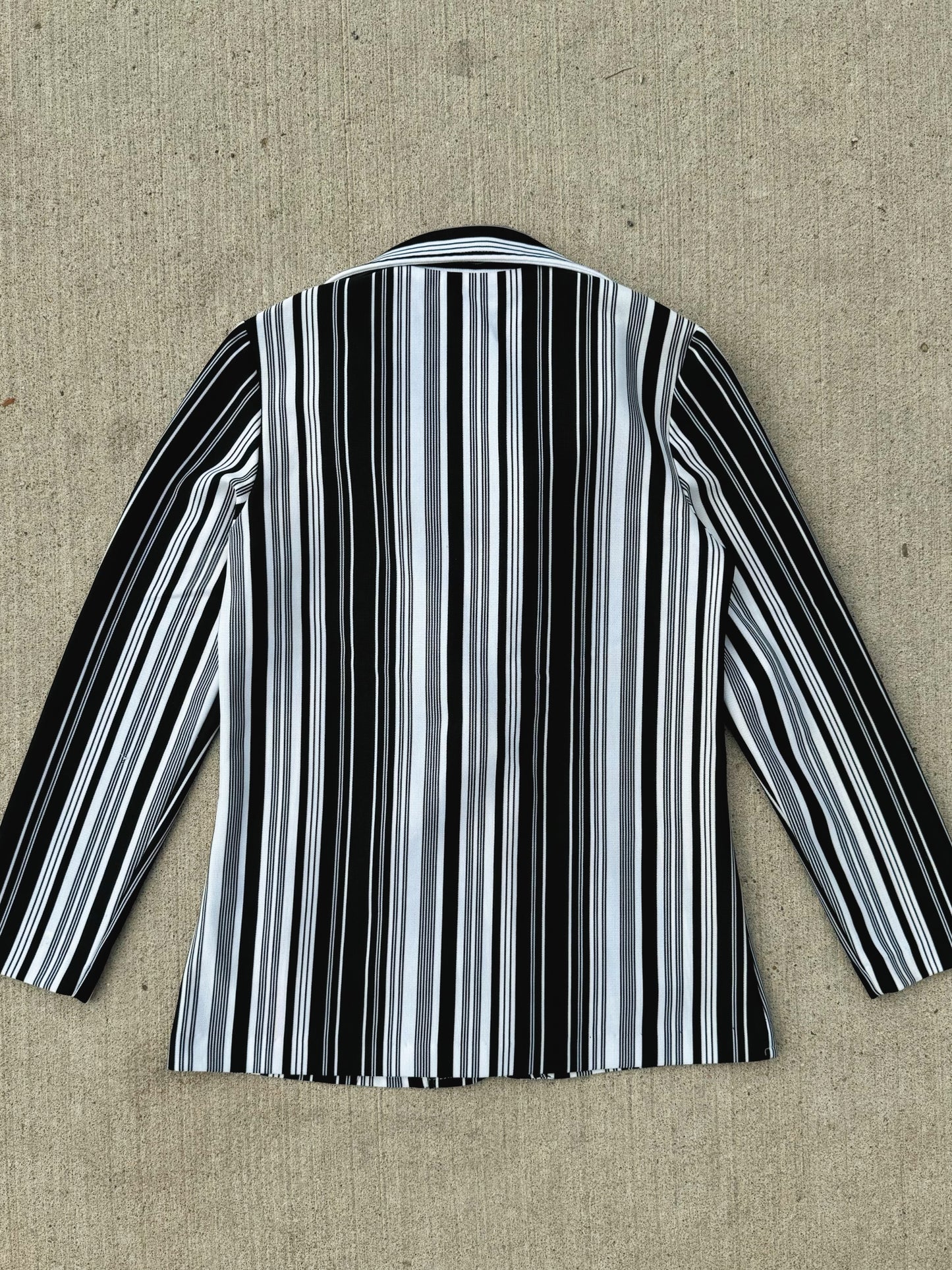 Vintage 1970s Black & White Striped Polyester Blazer | XS/S