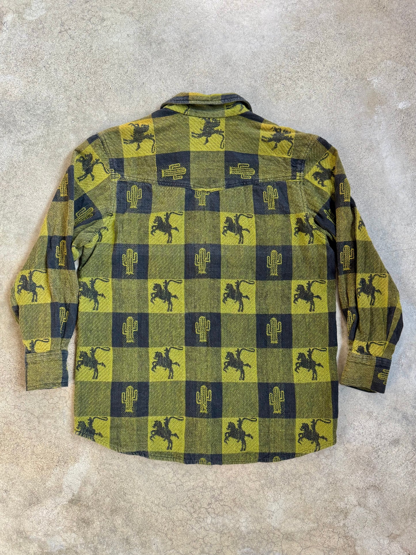 Vintage 1990s Chicos Western Cowboy Print Cotton Zip-Up Shirt Jacket | Medium