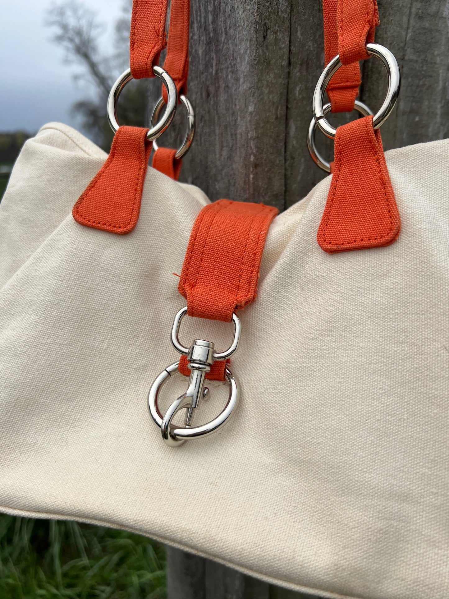 2000s Matrix Orange & Cream Canvas Tote Purse