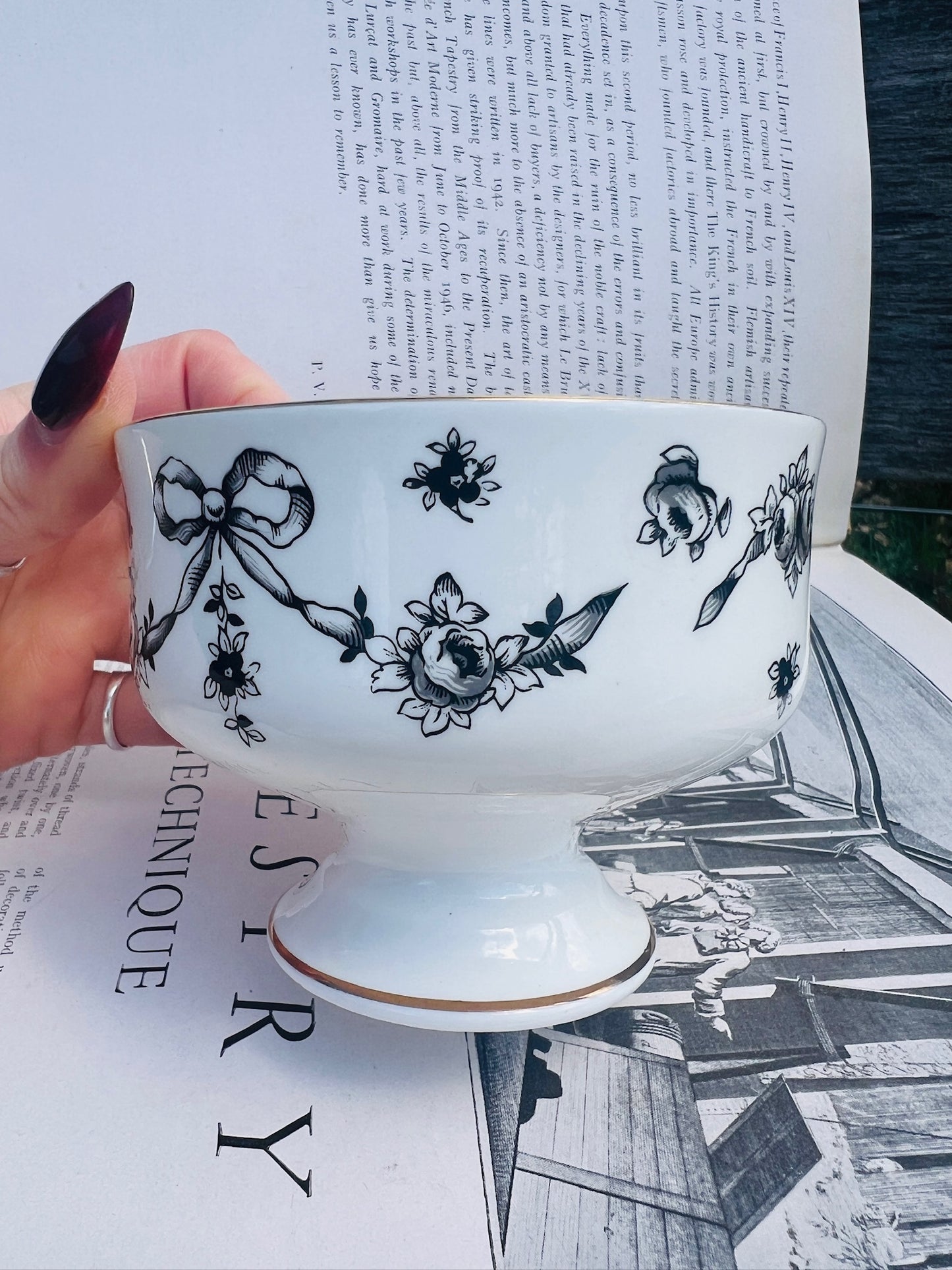 Vintage 1950s Royal Victoria Fine Bone China Pedestal Dish