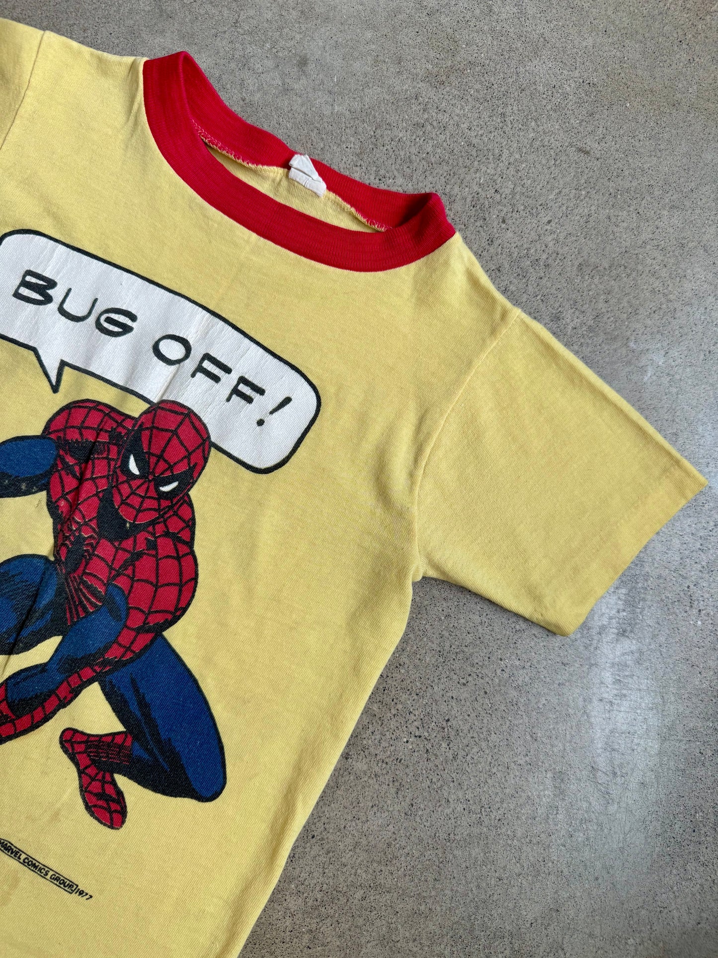 Vintage 1970s Kids’ Spiderman Yellow Graphic Tee | Youth S