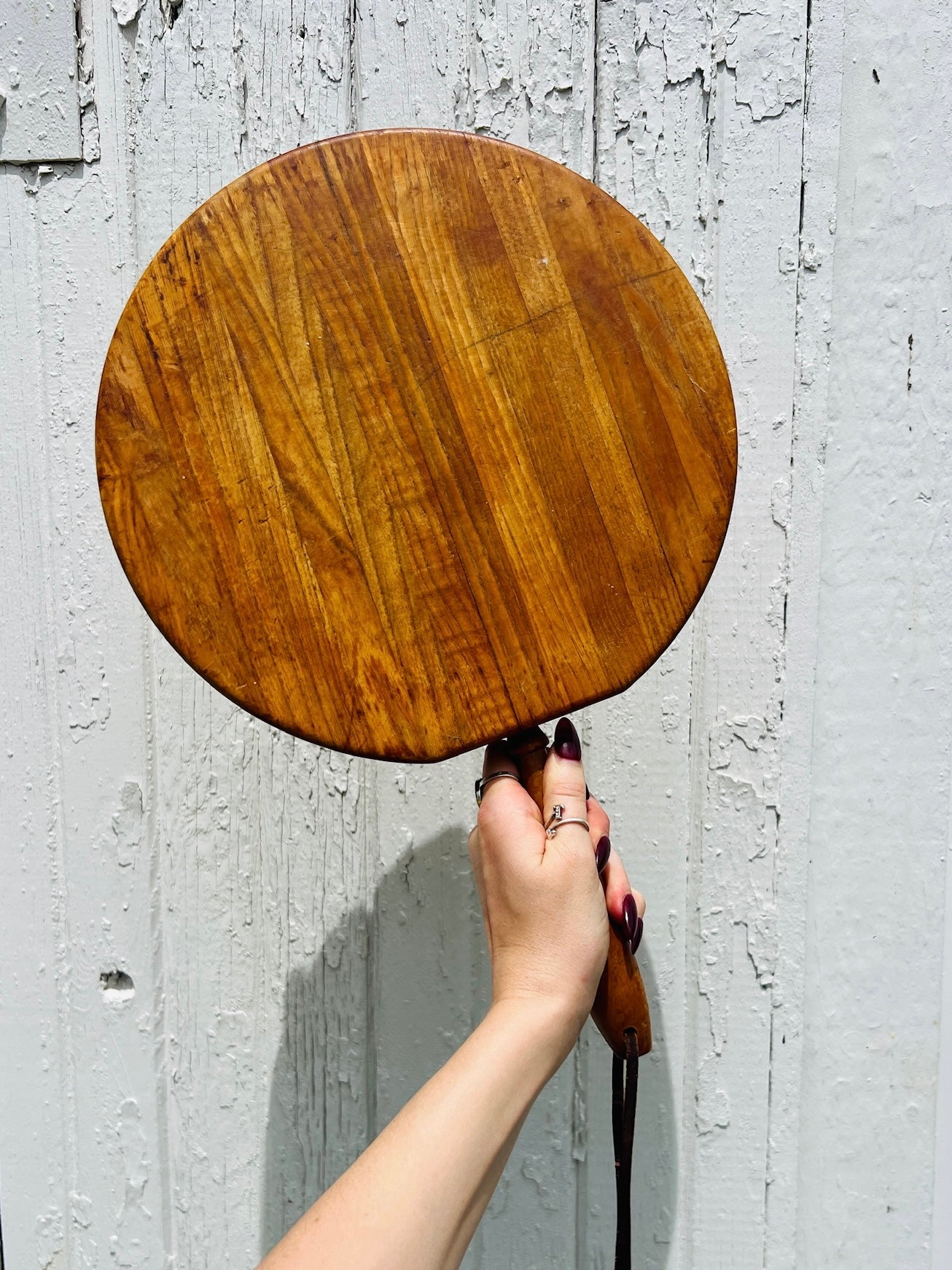 Vintage 1950s Nevco Round Wooden Cutting Board