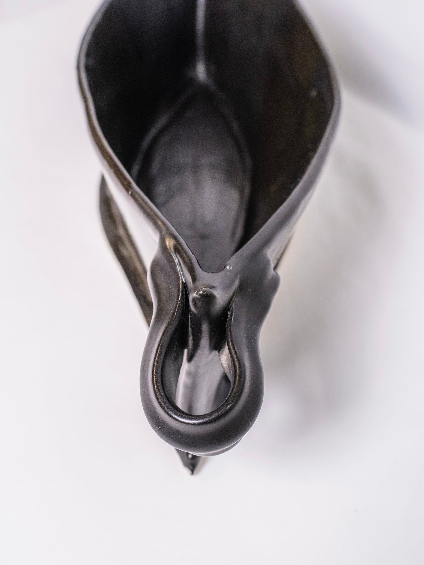 Vintage 1960’s Black Ceramic Pottery Abstract Centerpiece Bowl