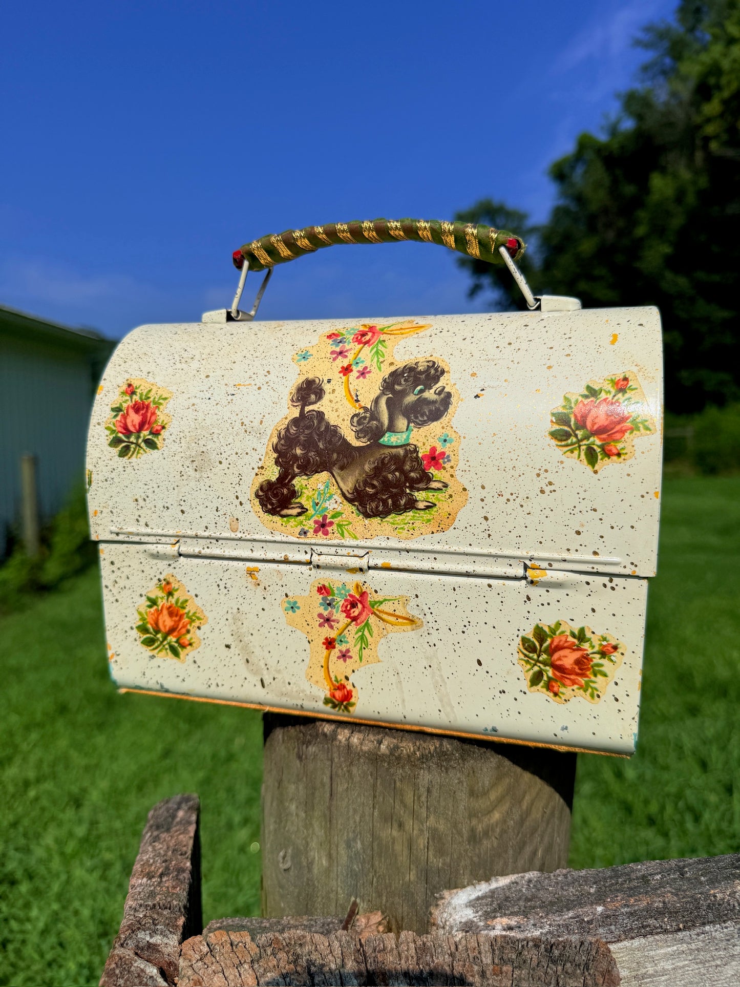 Vintage 1950s Poodle Print Toolbox Handbag