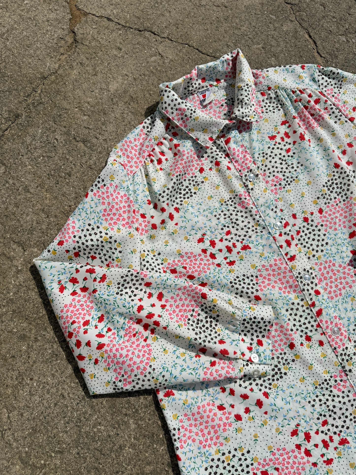 80's Cadisport Brand Floral Blouse | L