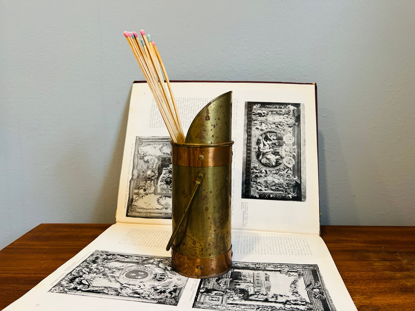 Vintage 1950s Brass and Copper Matchstick Holder