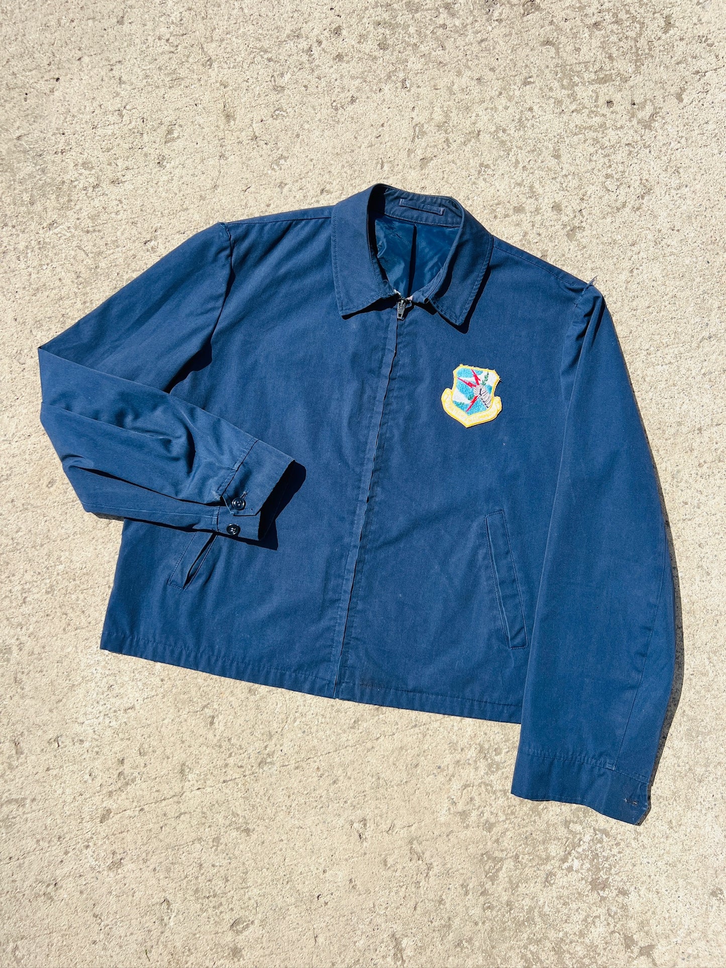 Vintage 1970s Blue Strategic Air Command Patched Jacket | L/XL