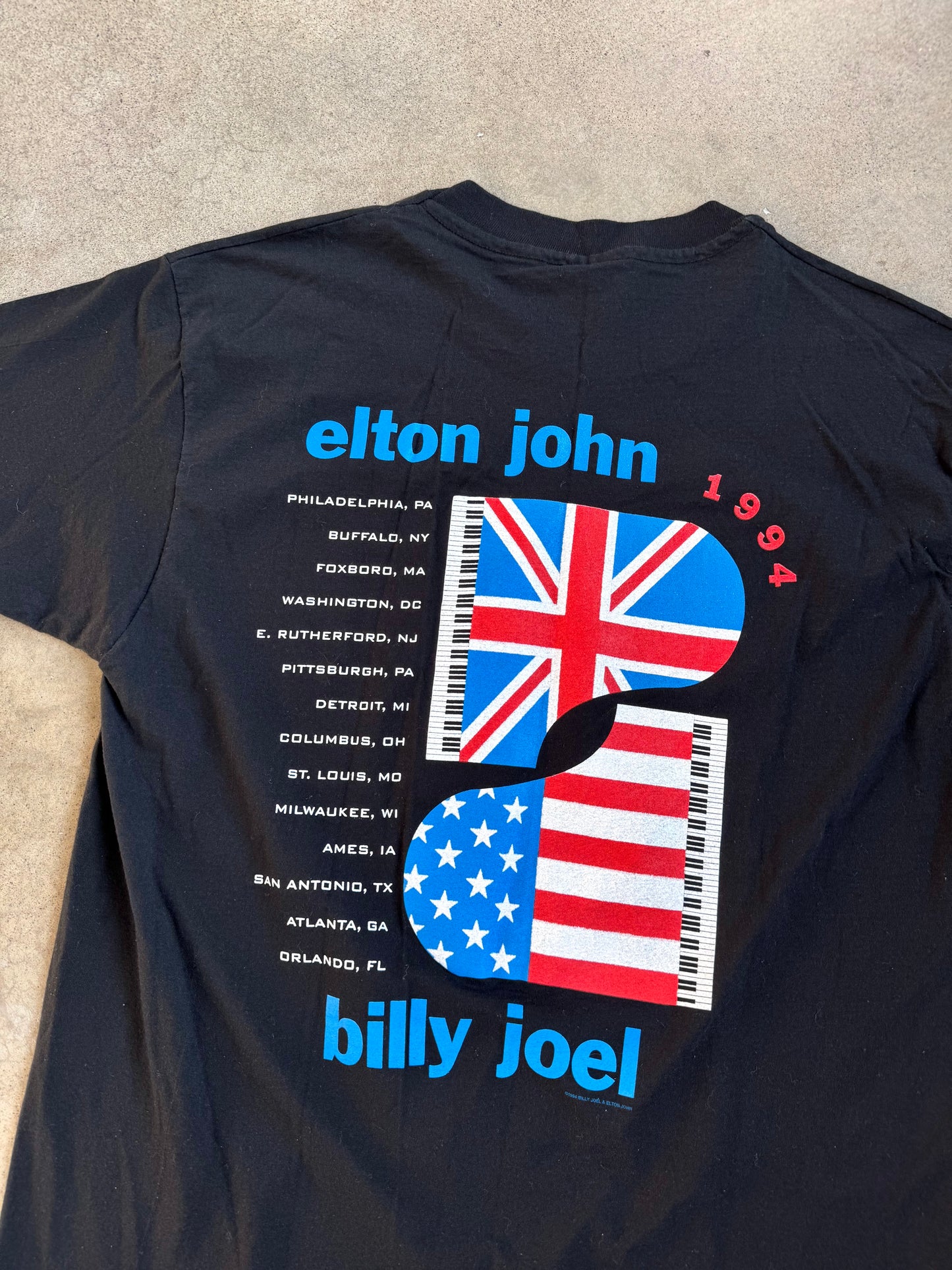 Vintage 1994 Elton John & Billy Joel Black Concert Tee | XL