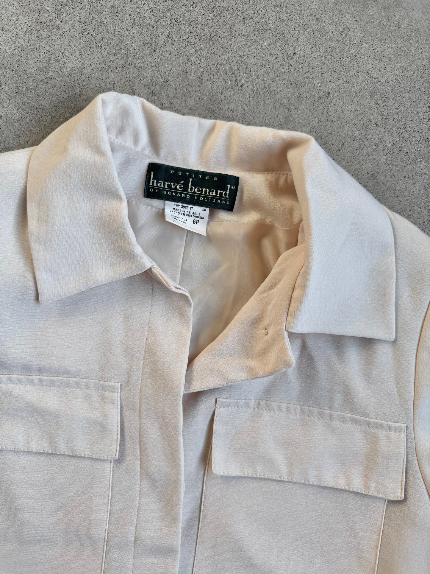Vintage 1990s Harvé Benard Cream Two-Piece Pant Suit | Small