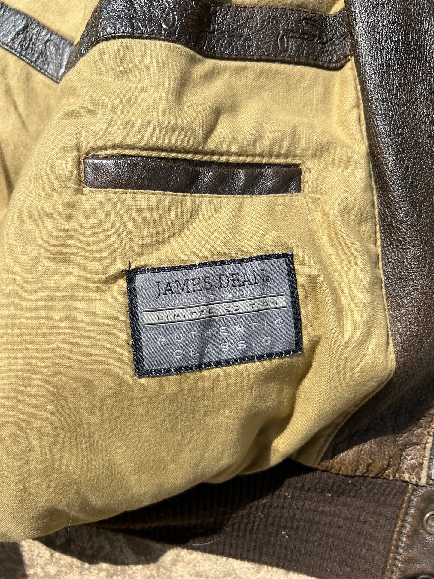 Vintage 1990s James Dean Brown Leather Bomber Jacket | XL