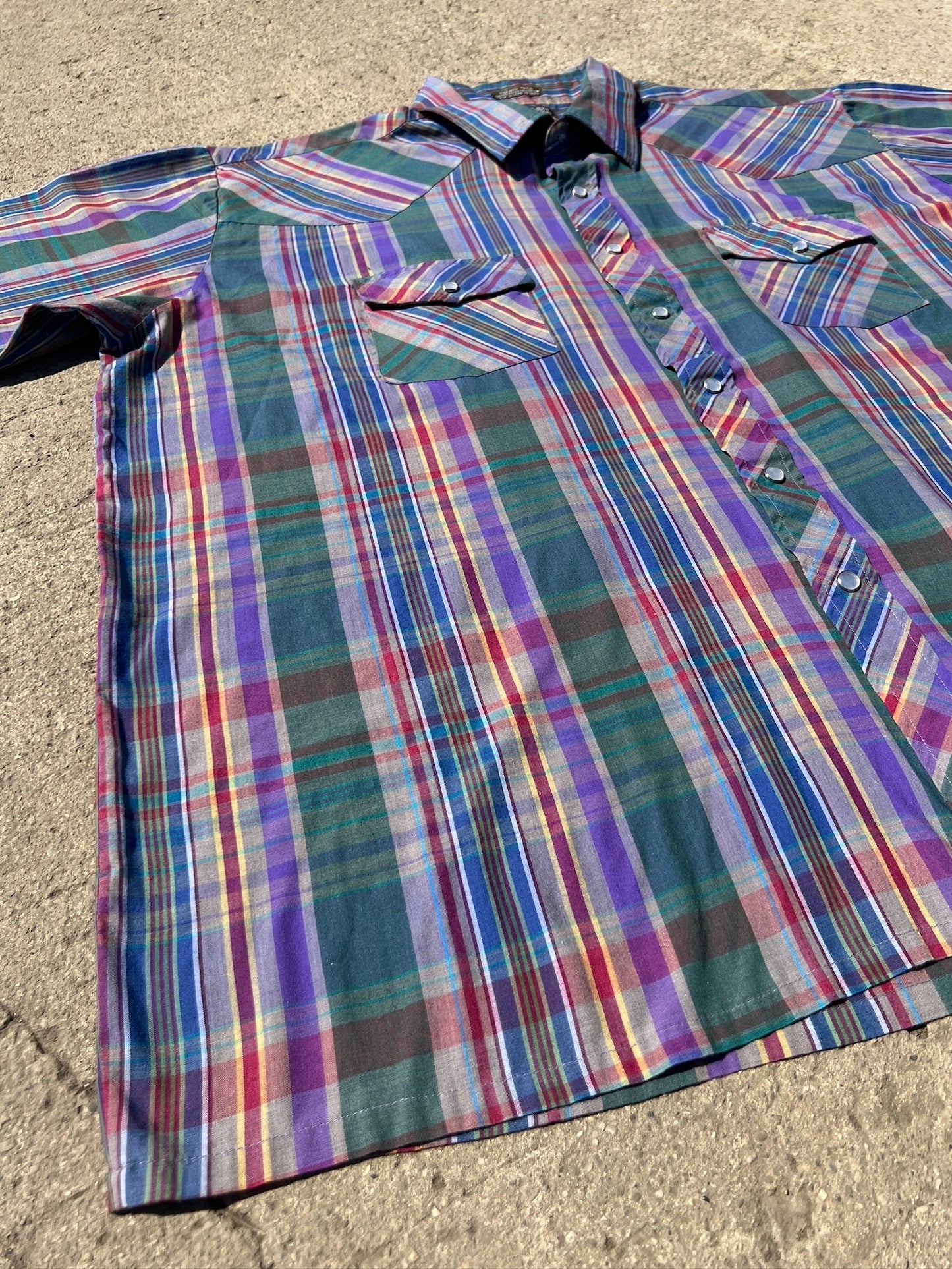 Vintage 1980s Outlaw Western Wear Pearl Snap Plaid Shirt | 2XL