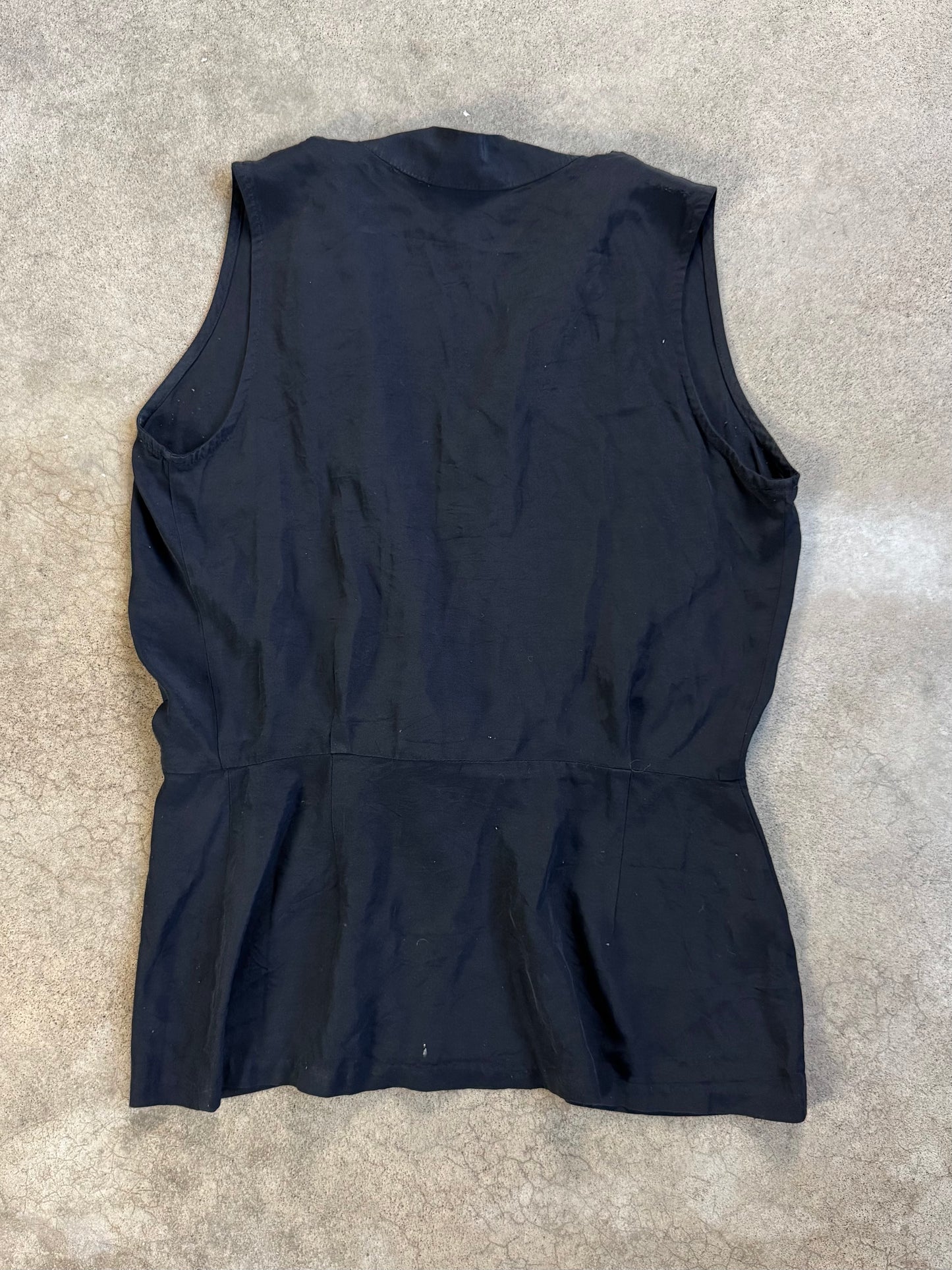 Vintage 1980s Francine Browner Sash Tie-Front Sleeveless Blouse | Large