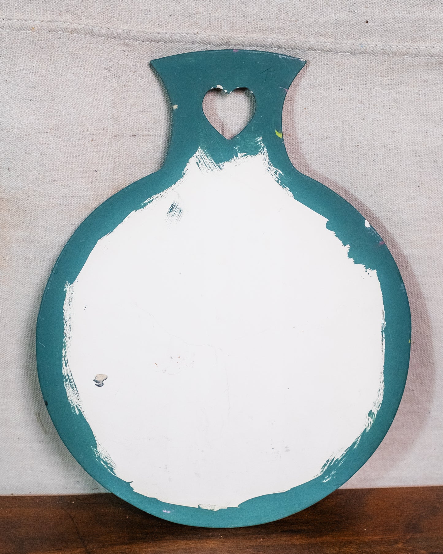 Vintage 1970s Scandinavian Hand-Painted Flower Pattern Ceramic Wall Hanging