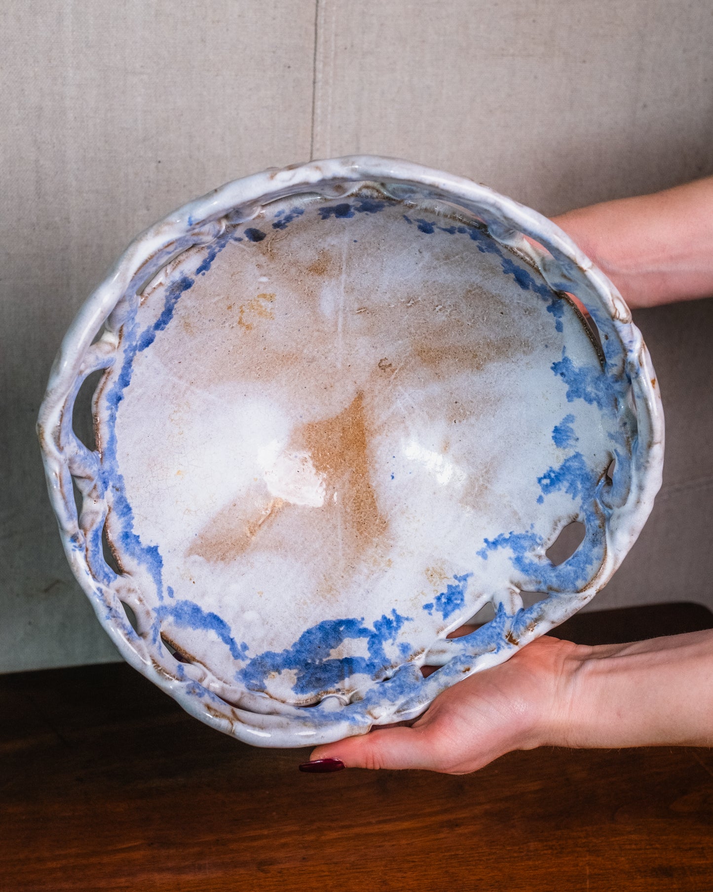 Vintage 1970s Handmade Studio Pottery Centerpiece Bowl