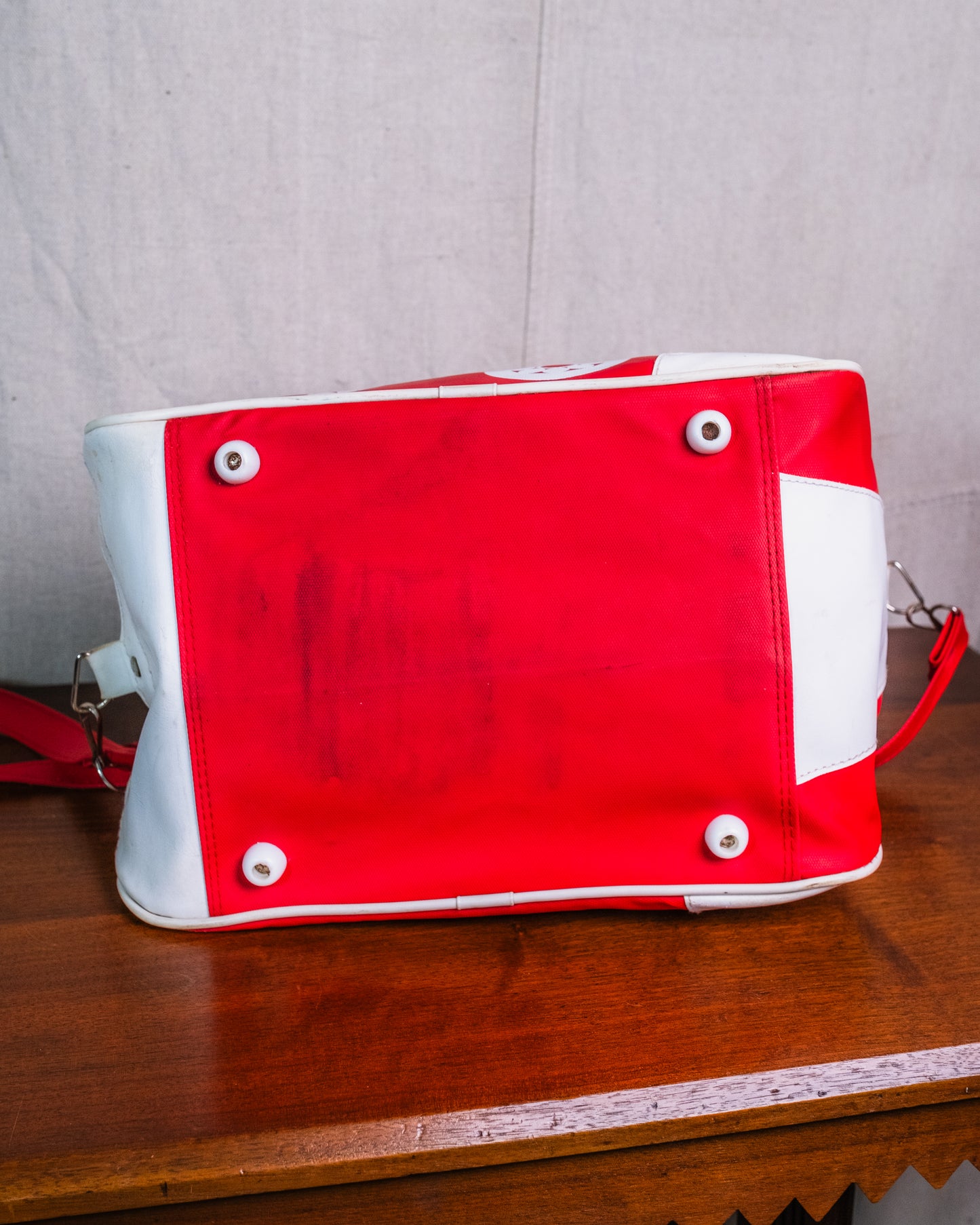 Vintage 1970s Red Vinyl Roller Skate Duffel Bag