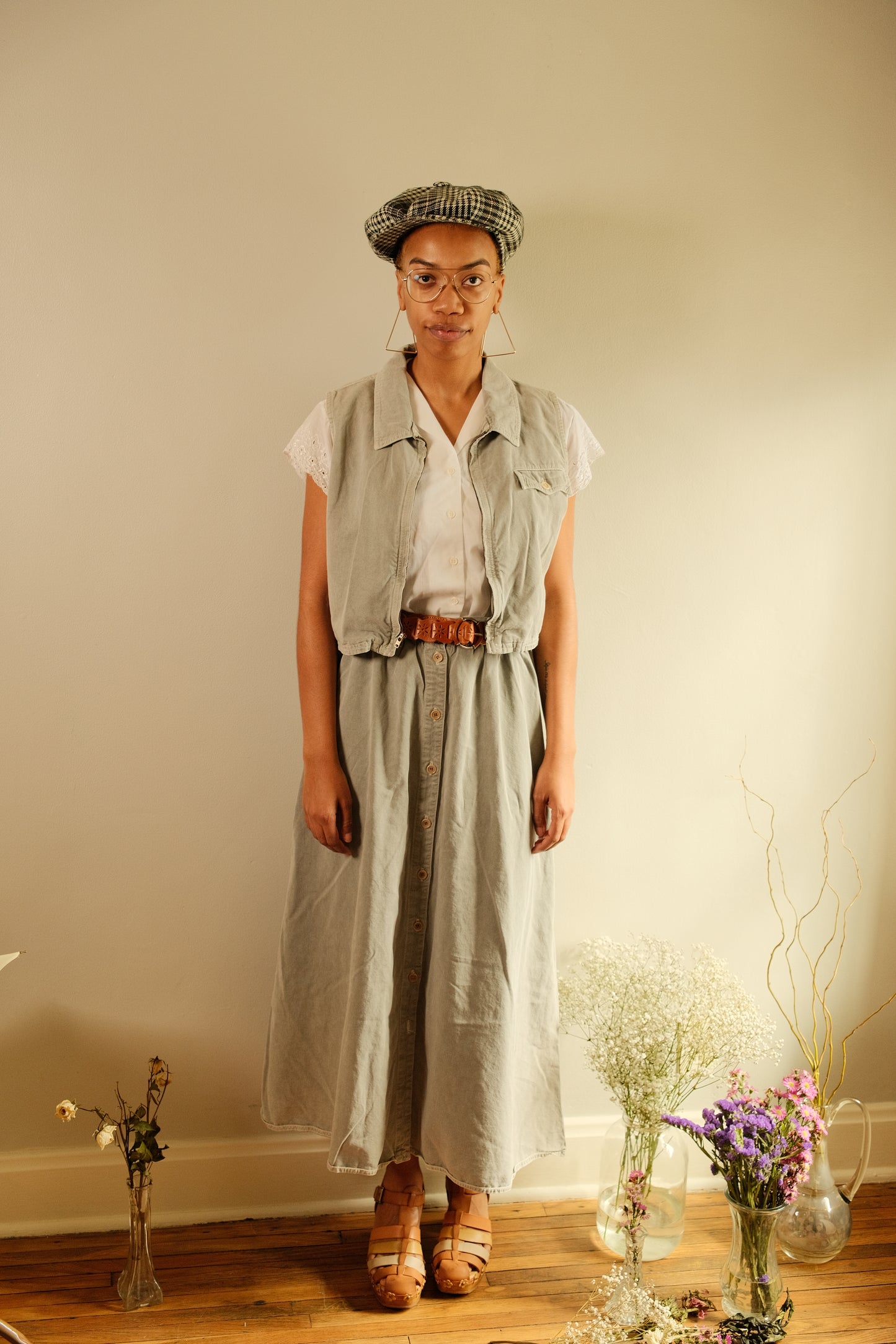 Vintage Neiman Marcus Cropped Vest & Maxi Skirt Two-Piece Set | M/L